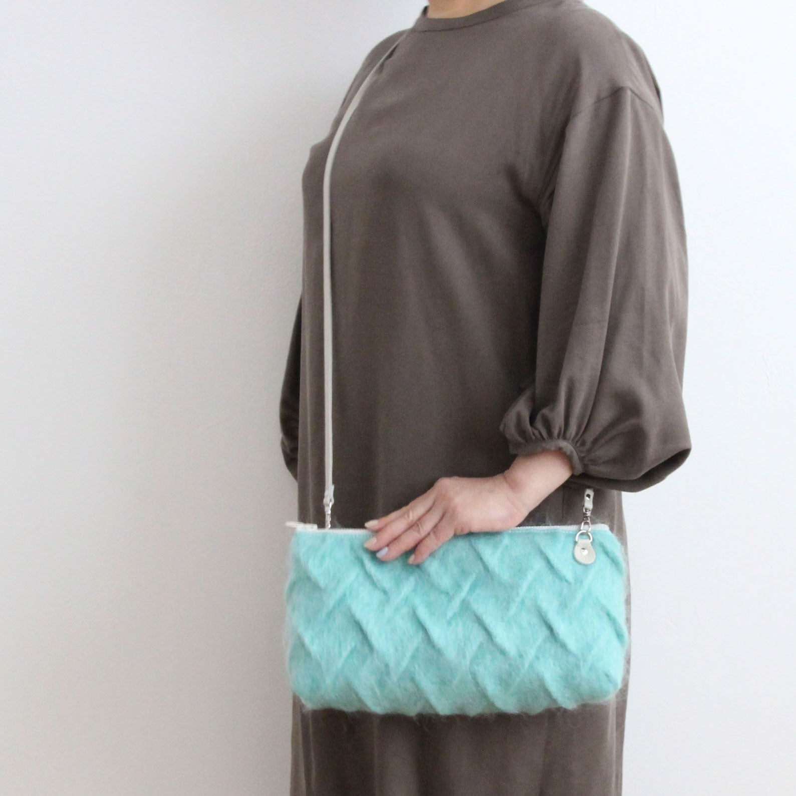 モヘアペパーミント / フラットポシェット