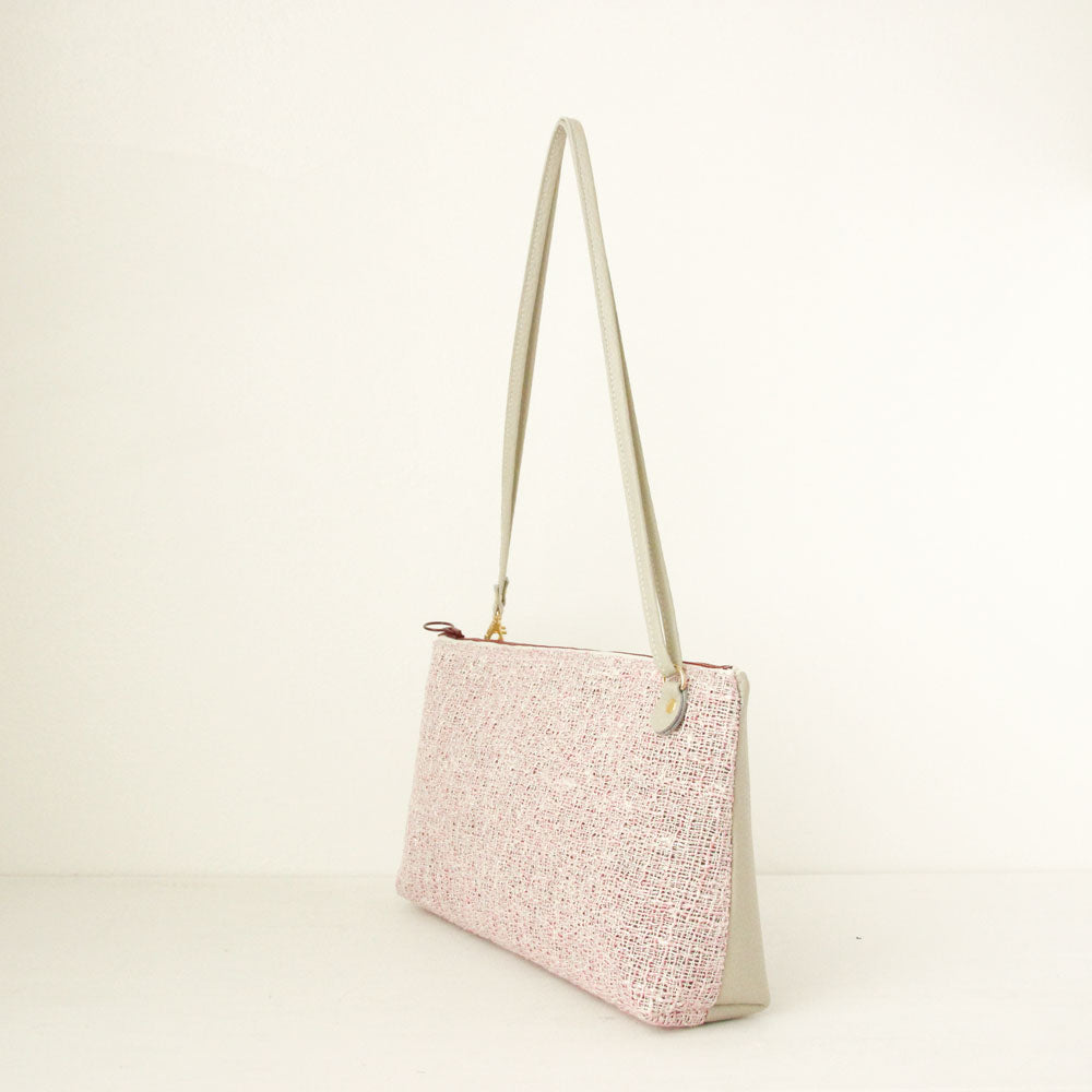 アナズピンクツイード×オフホワイト / フラットポシェット