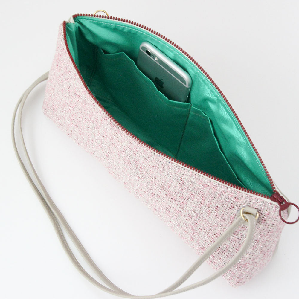 アナズピンクツイード×オフホワイト / フラットポシェット