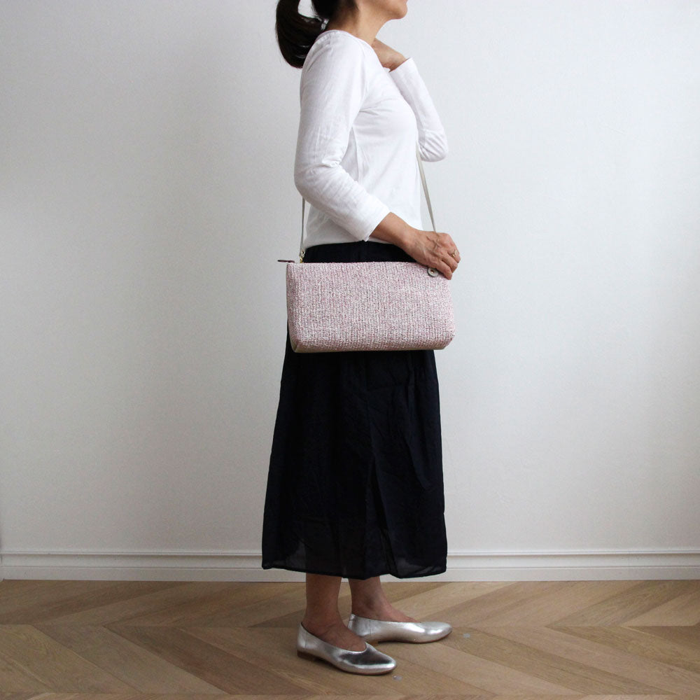 アナズピンクツイード×オフホワイト / フラットポシェット