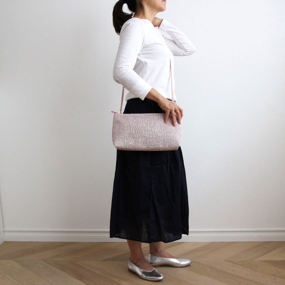 アナズピンクツイード×ベビーピンク / フラットポシェット