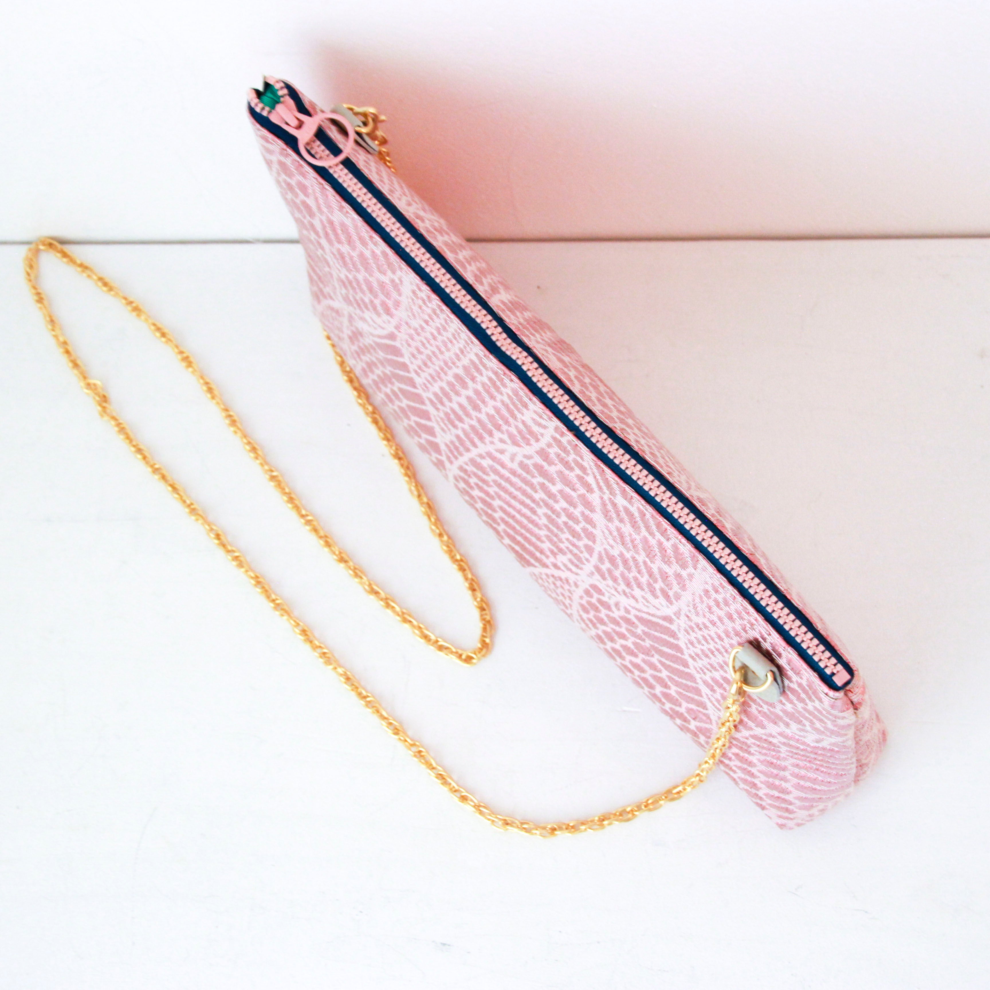 ピンクラメパイソン / フラットポシェット