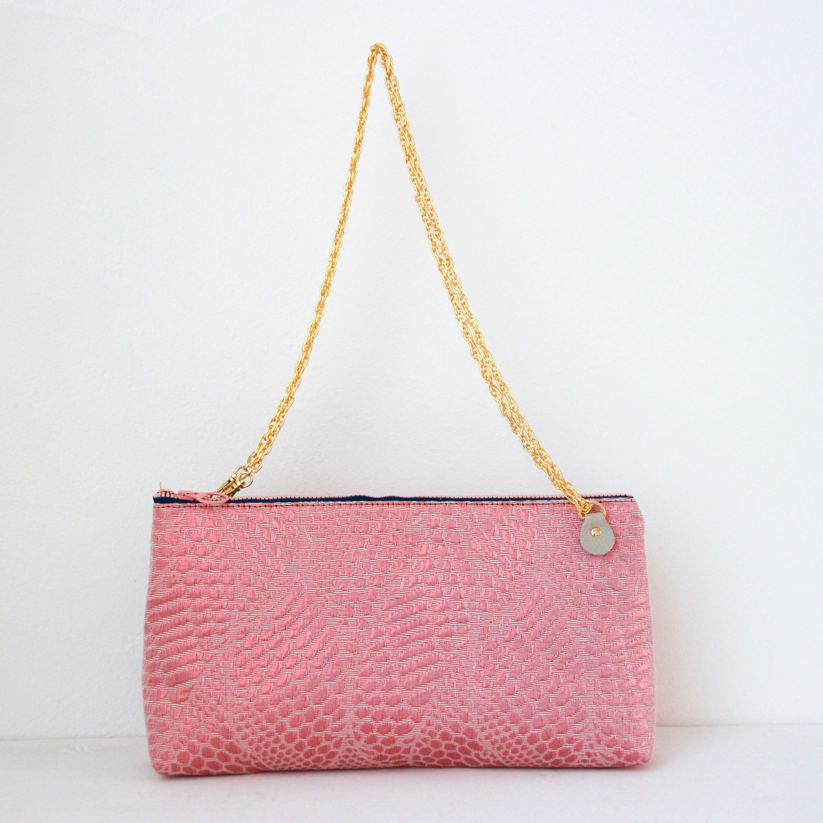 ピンクラメパイソン / フラットポシェット