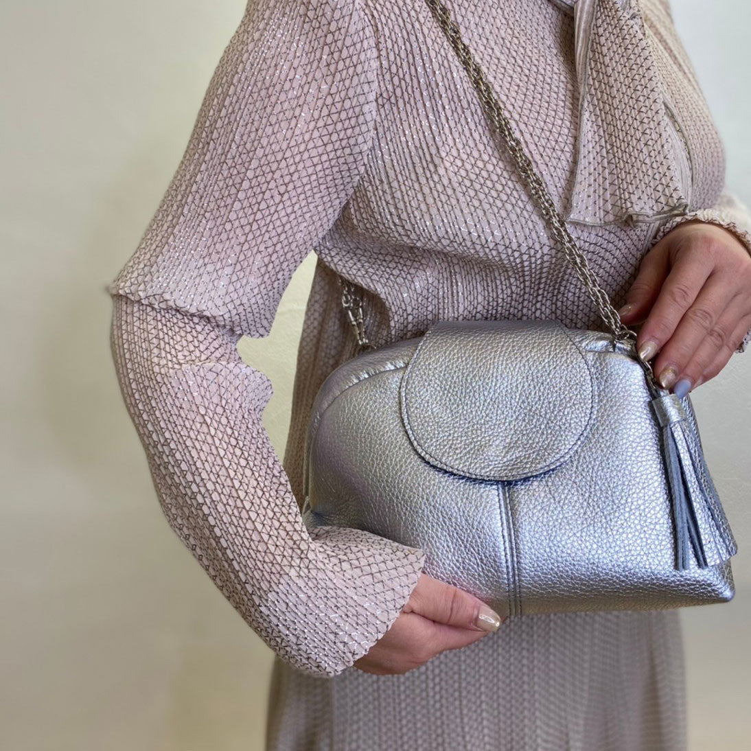 シルバーシマー / 口金レザーポシェットM