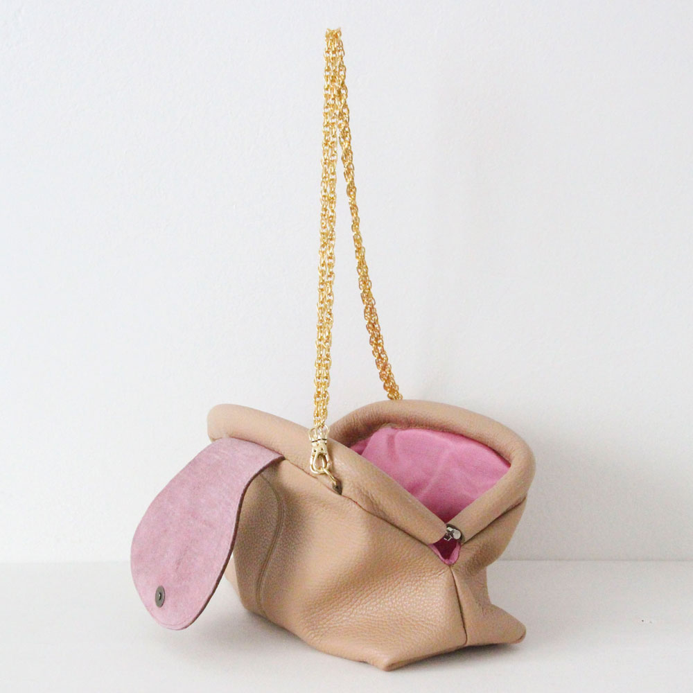 ベージュ / 口金レザーポシェットL