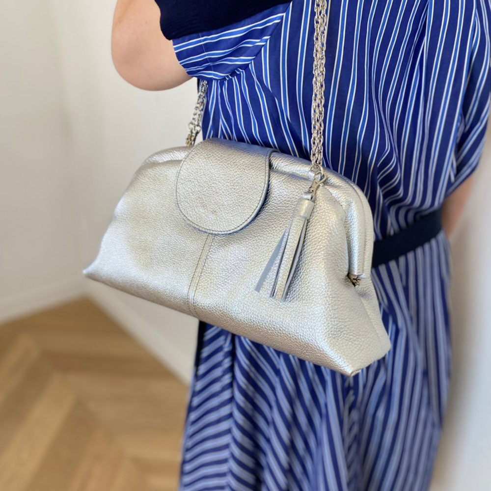 シルバーシマー / 口金レザーポシェットL
