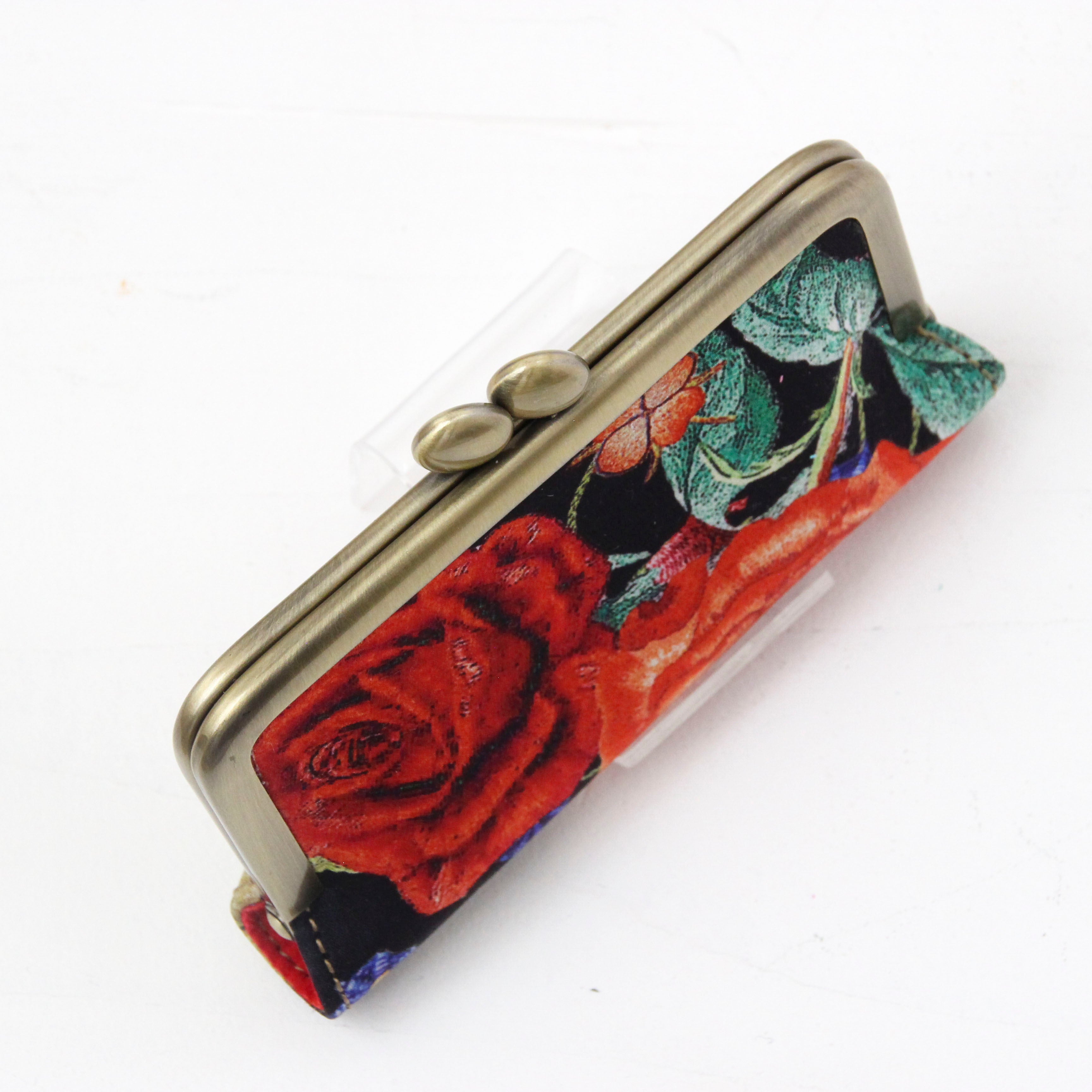 シルクフラワー刺繍プリントバラ / カードケース