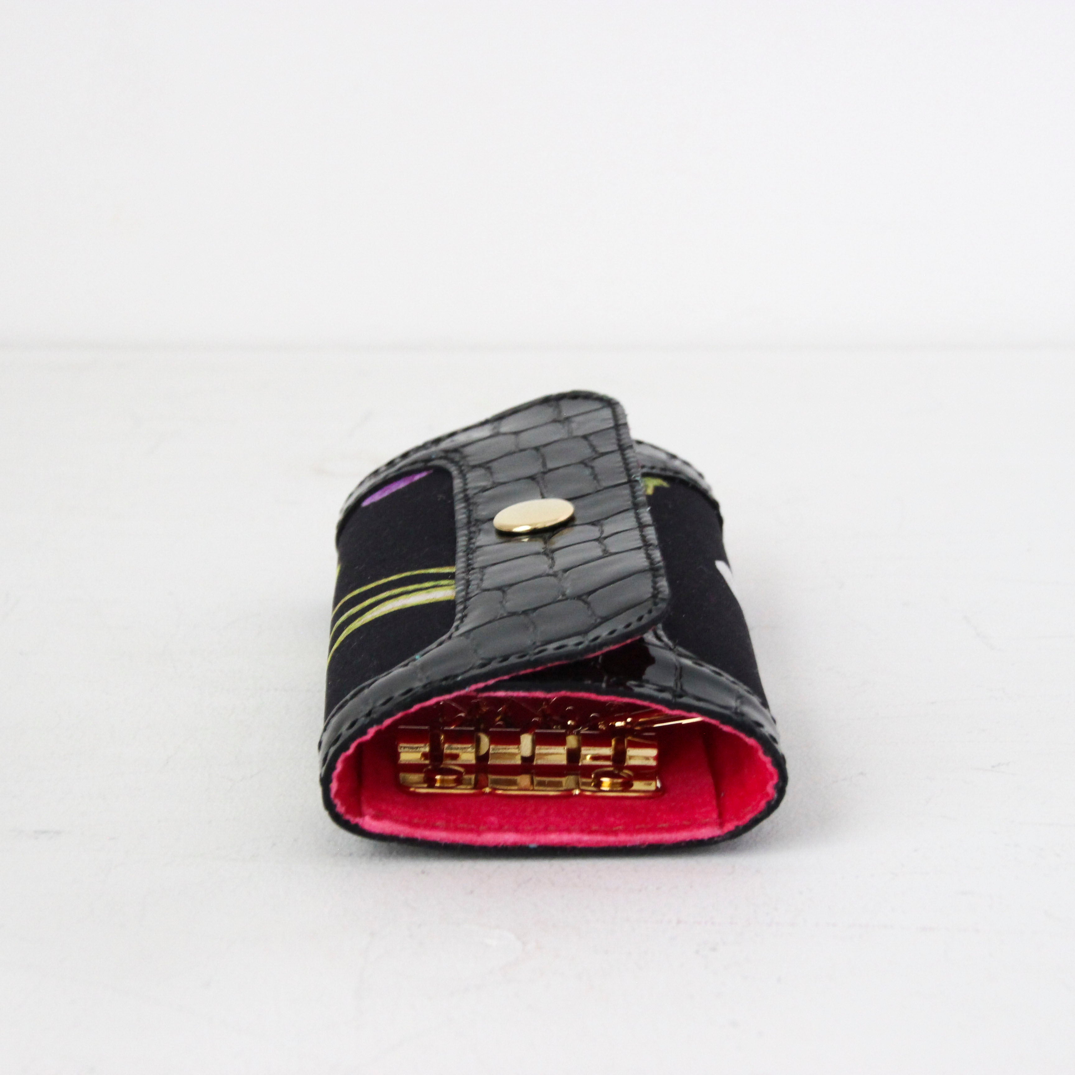 シルクフラワー刺繍プリントクローバーVP / キーケース