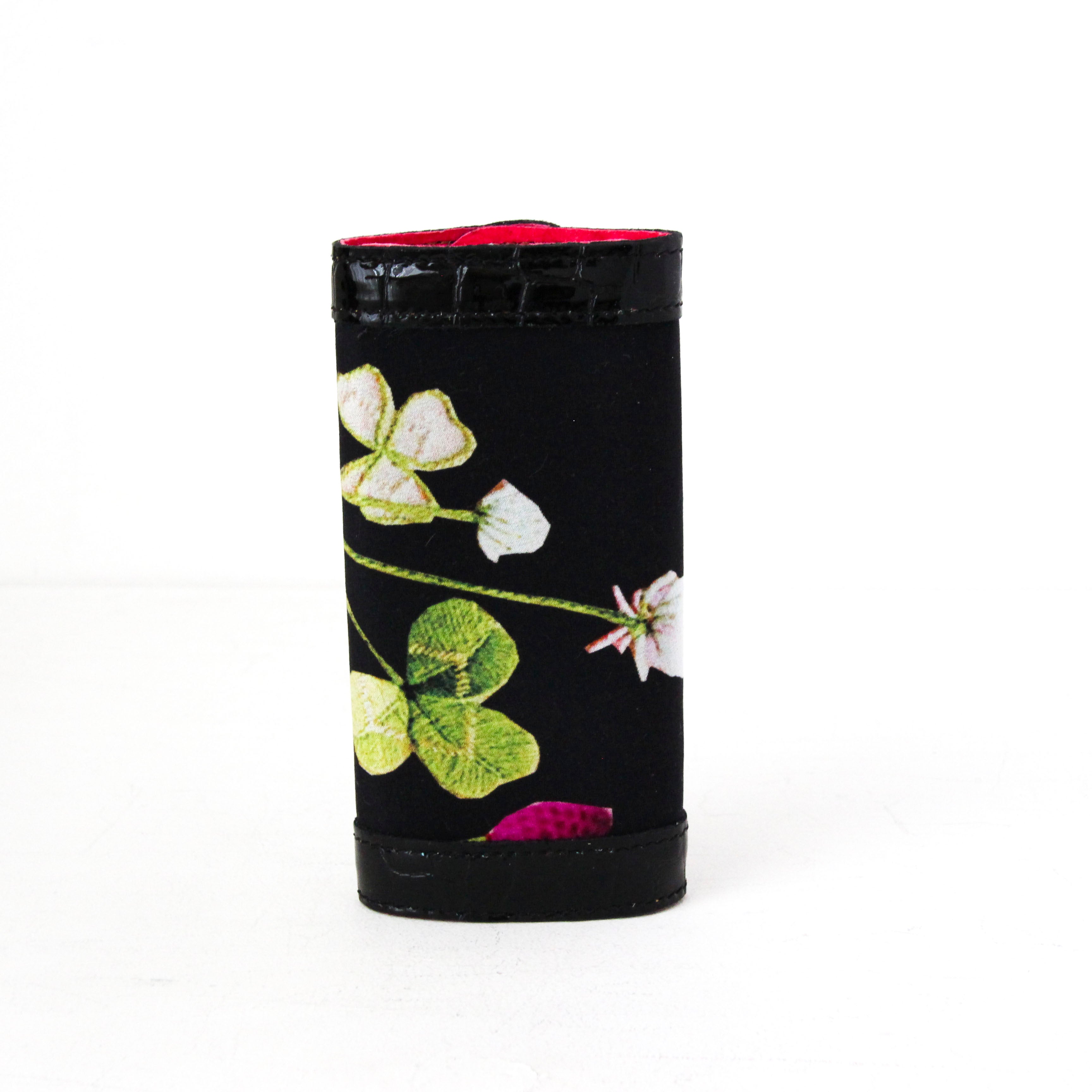 シルクフラワー刺繍プリントクローバーVP / キーケース