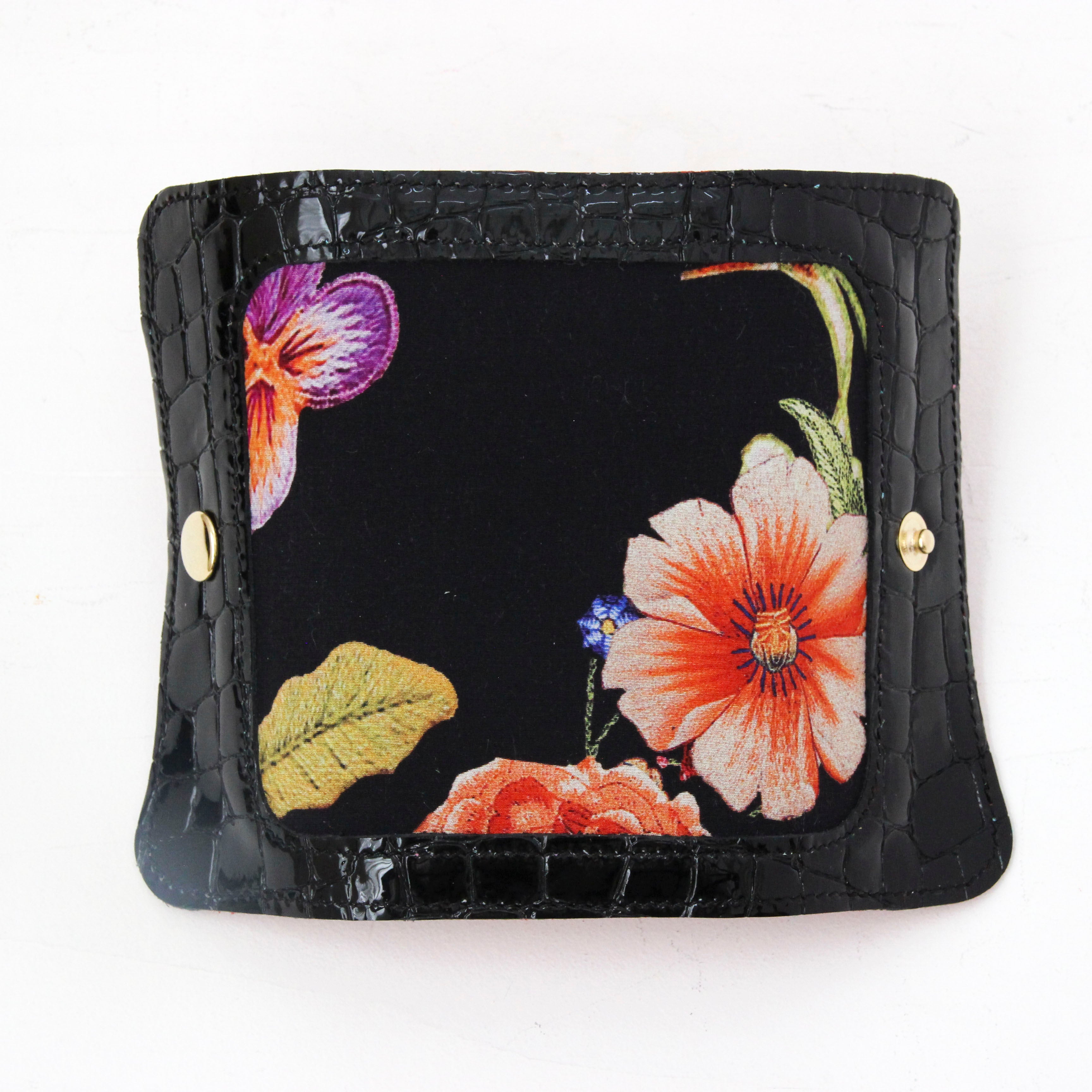 シルクフラワー刺繍プリントフラワーR / キーケース