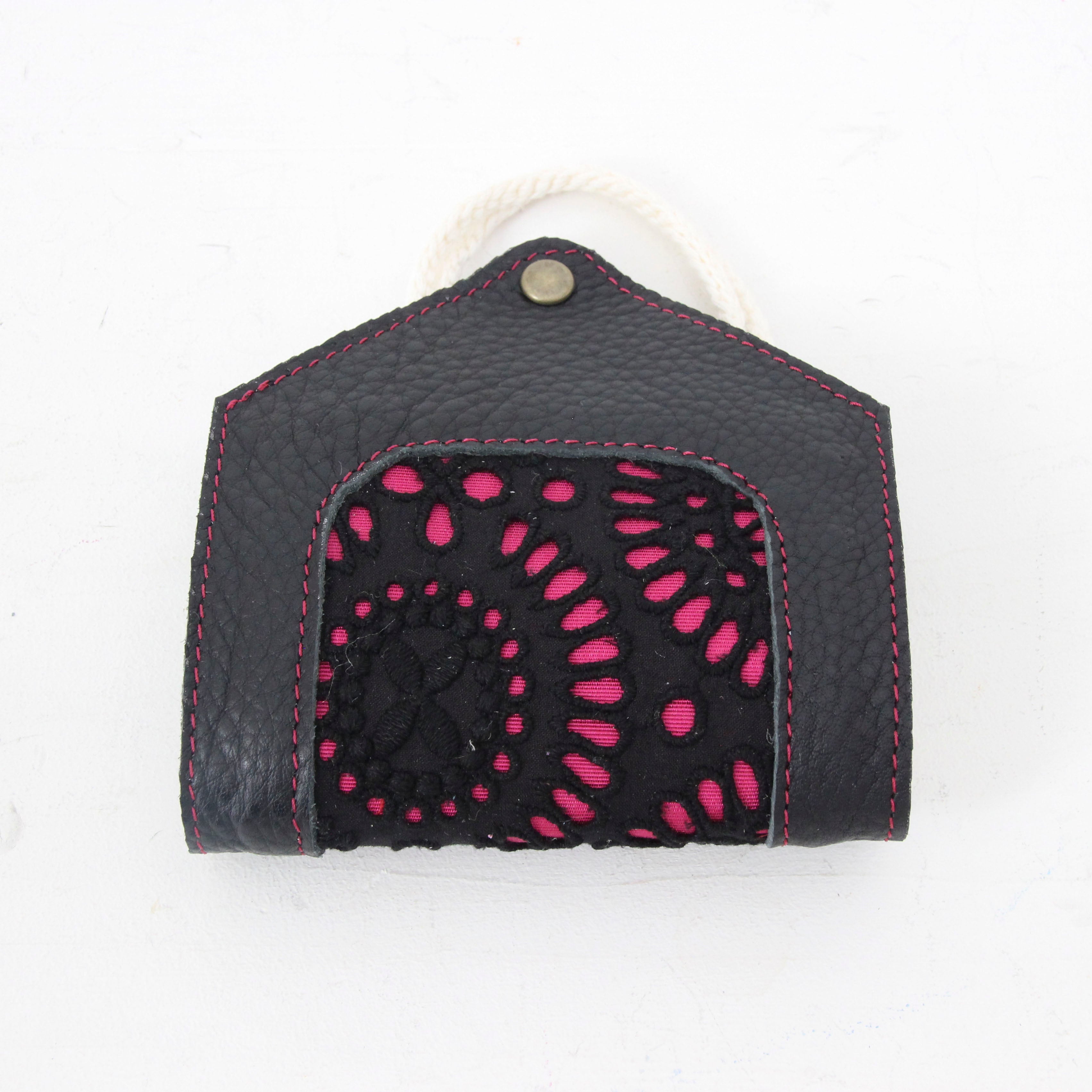 ブラックレースマゼンダ×ブラックレザー / マスクケース