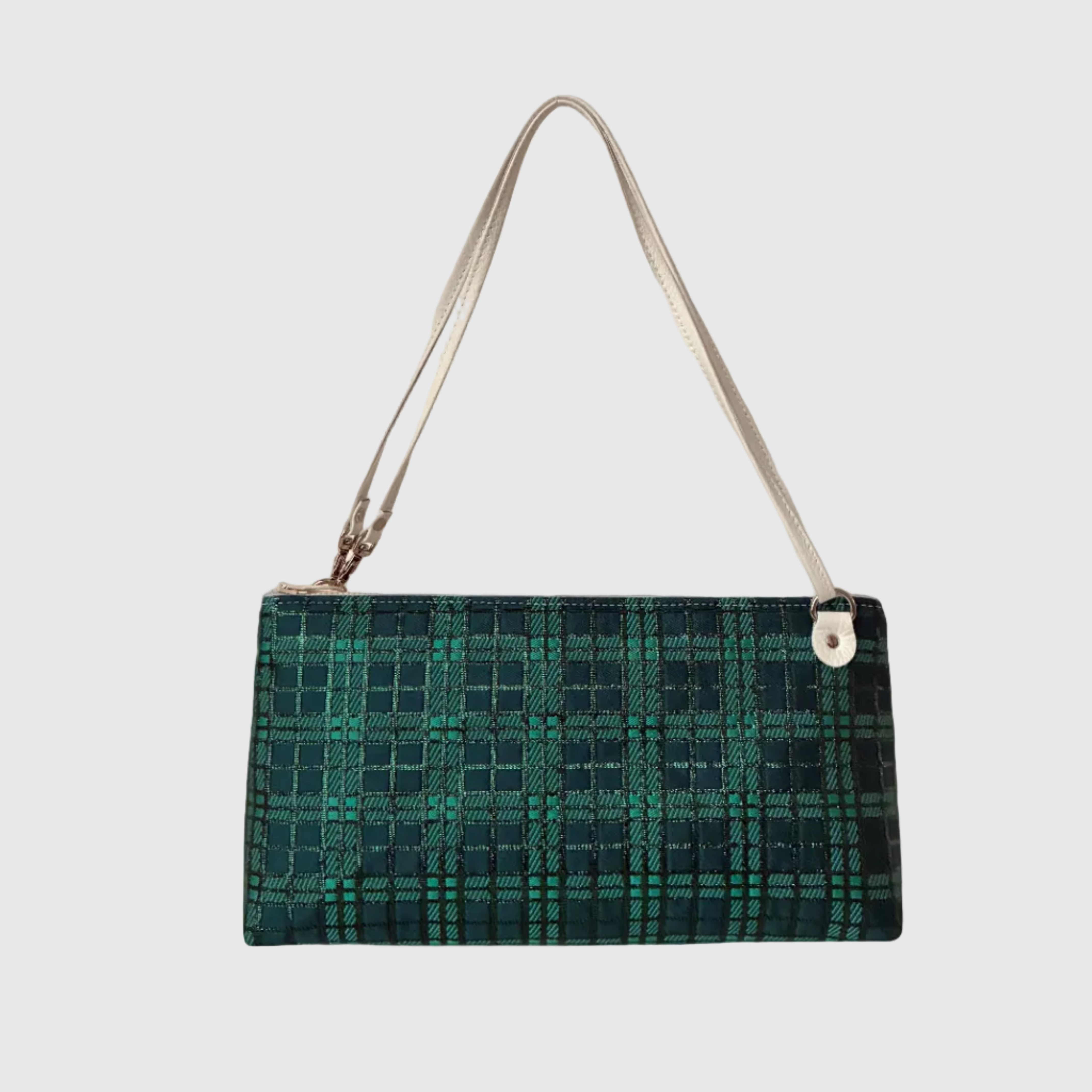 グリーンチェックシャイニーS / フラットポシェット