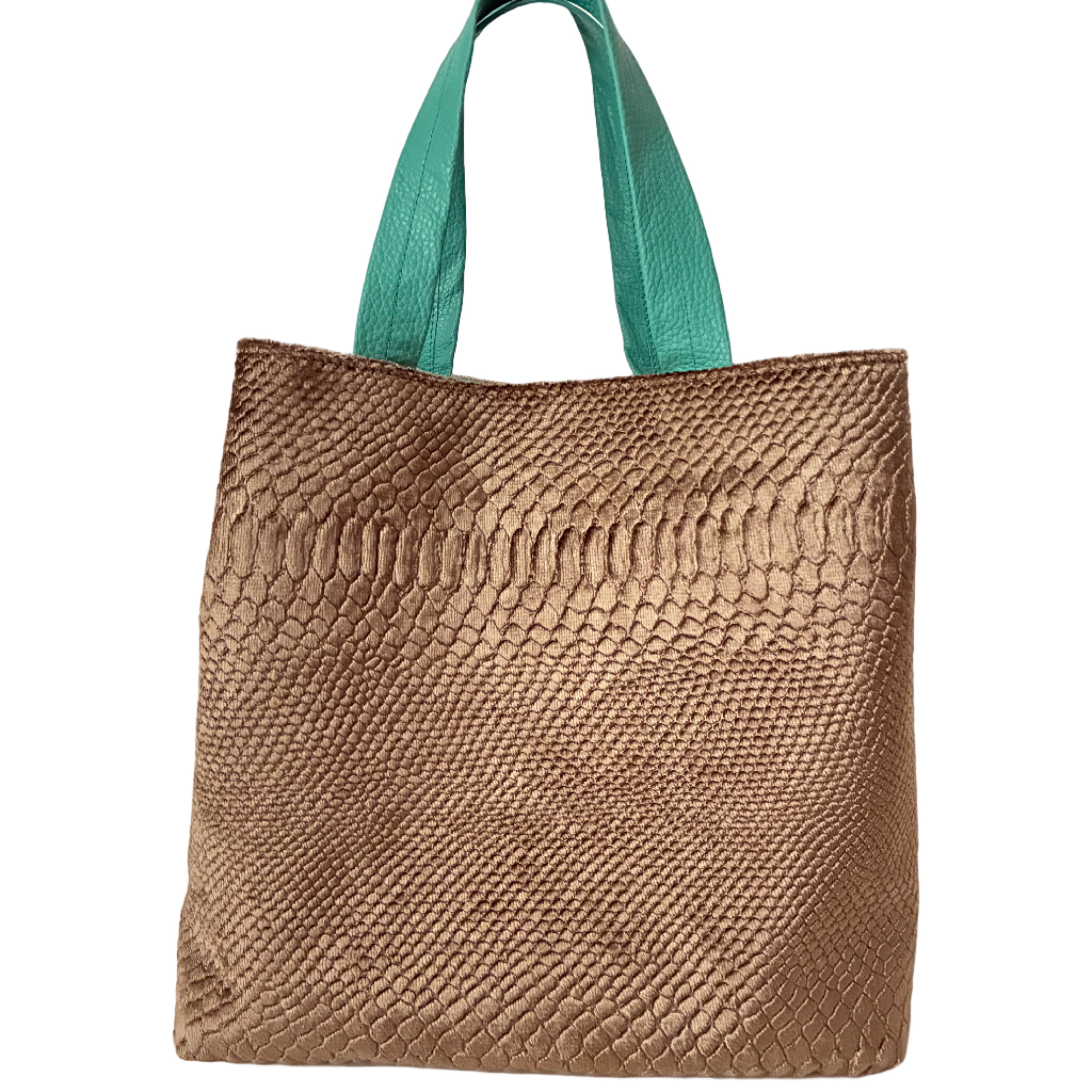 ベロア型押しベージュ / ボートバッグM