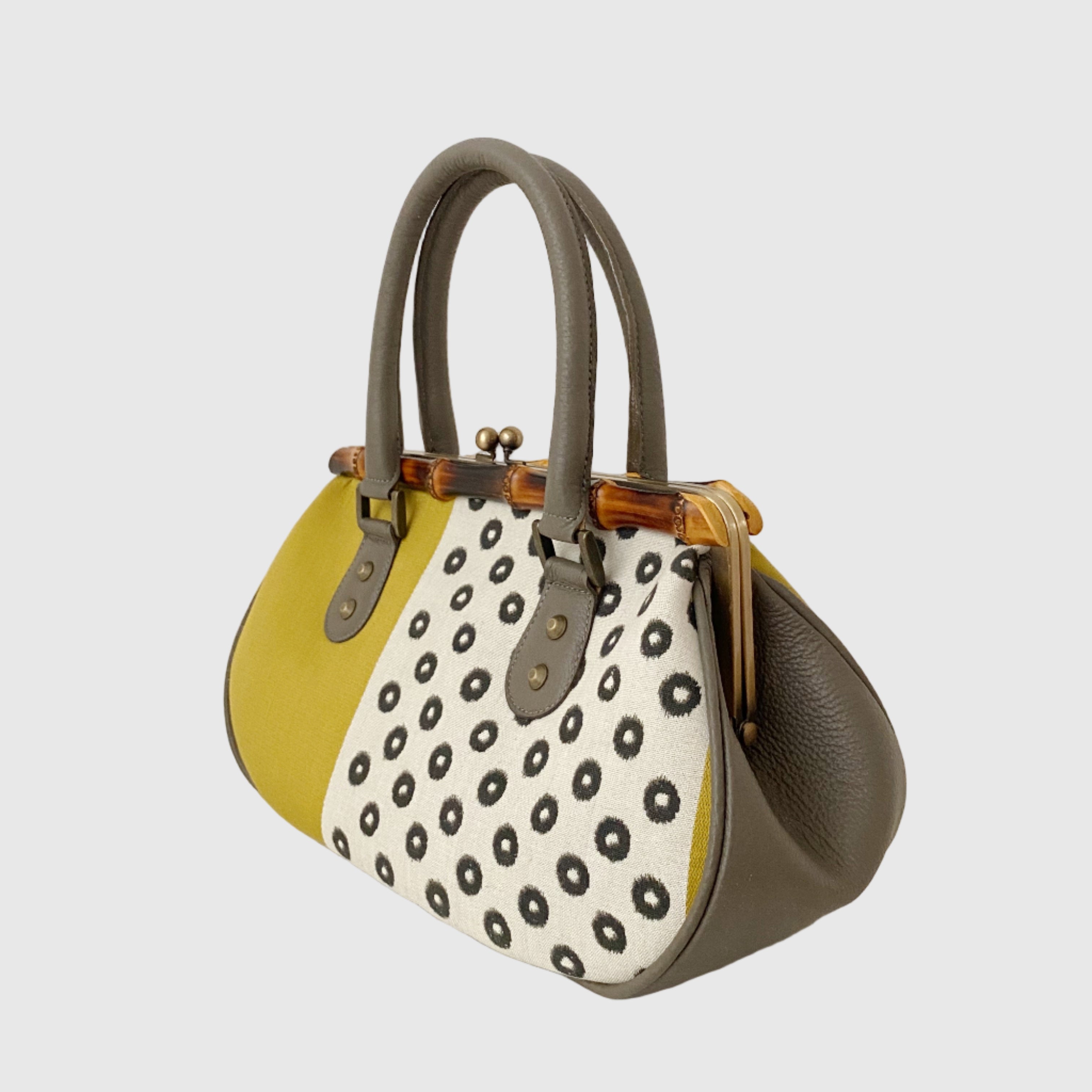 イカットイエロー L / バンブーがま口S