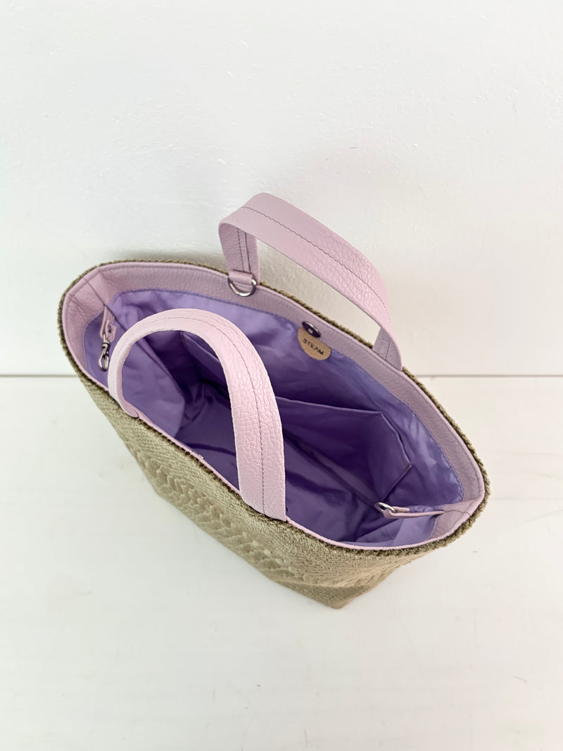 ベロア型押しベージュ / ボートバッグS