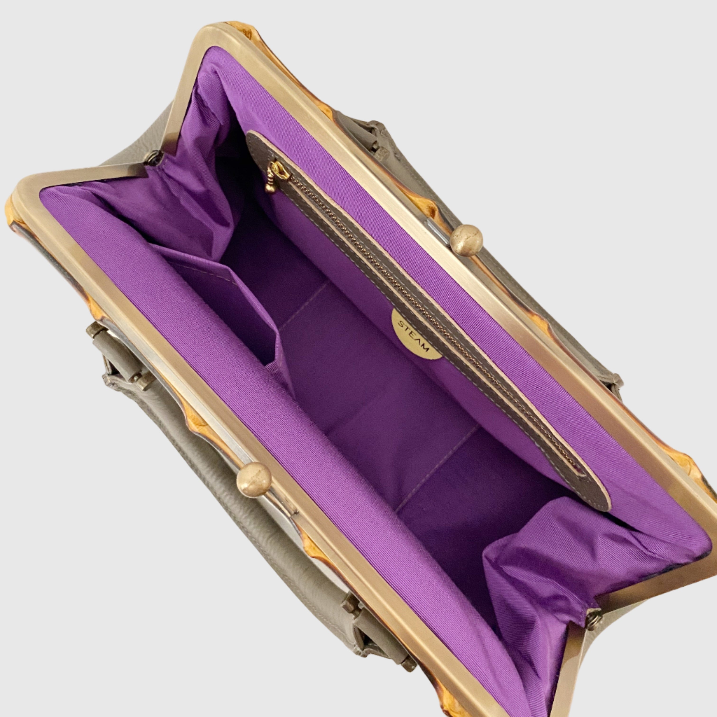 イカットイエロー L / バンブーがま口S