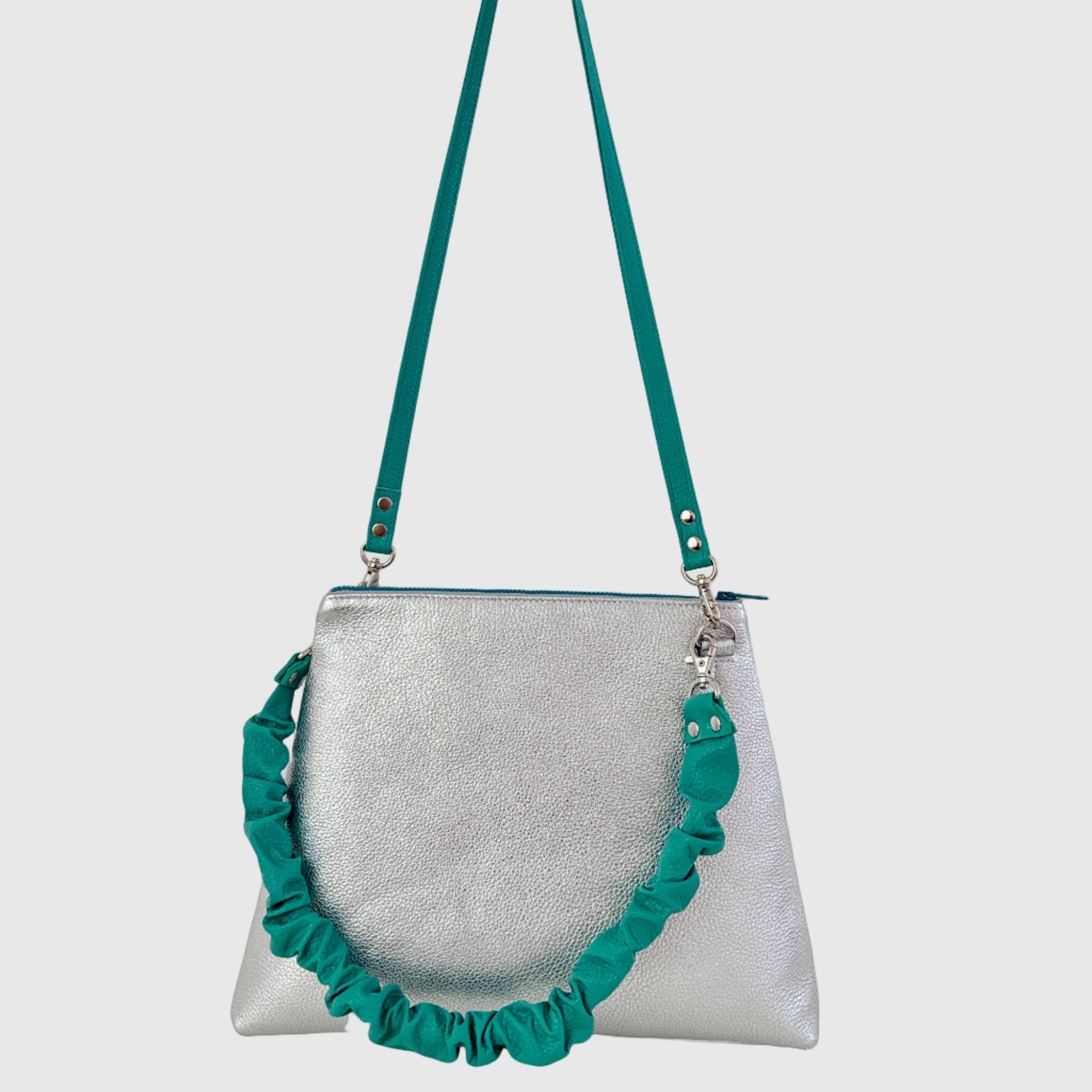 シルバーシマー×エメラルドL / フラットポシェットM