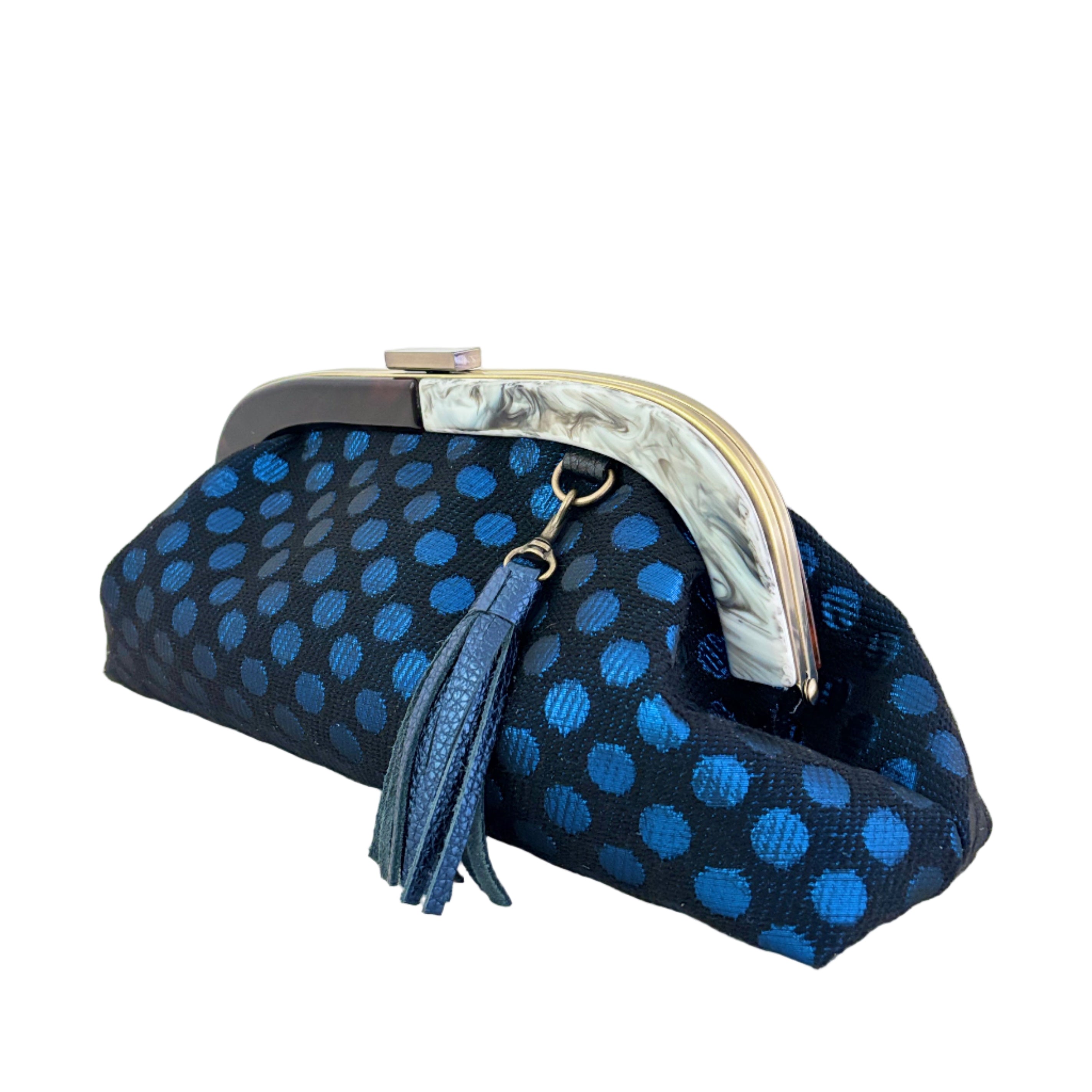 ネイビーラメドット / バイカラーがま口ポシェット