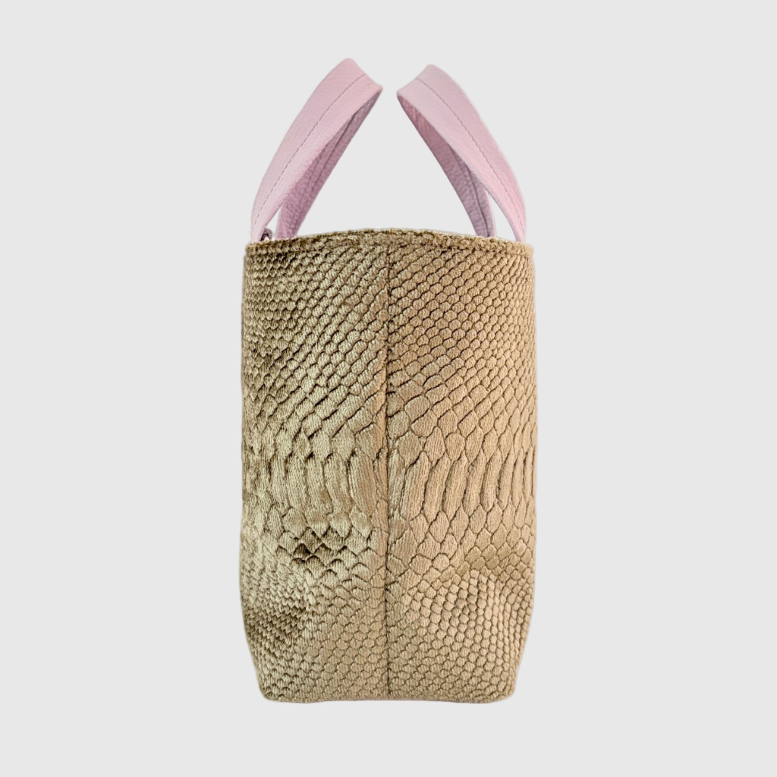 ベロア型押しベージュ / ボートバッグS