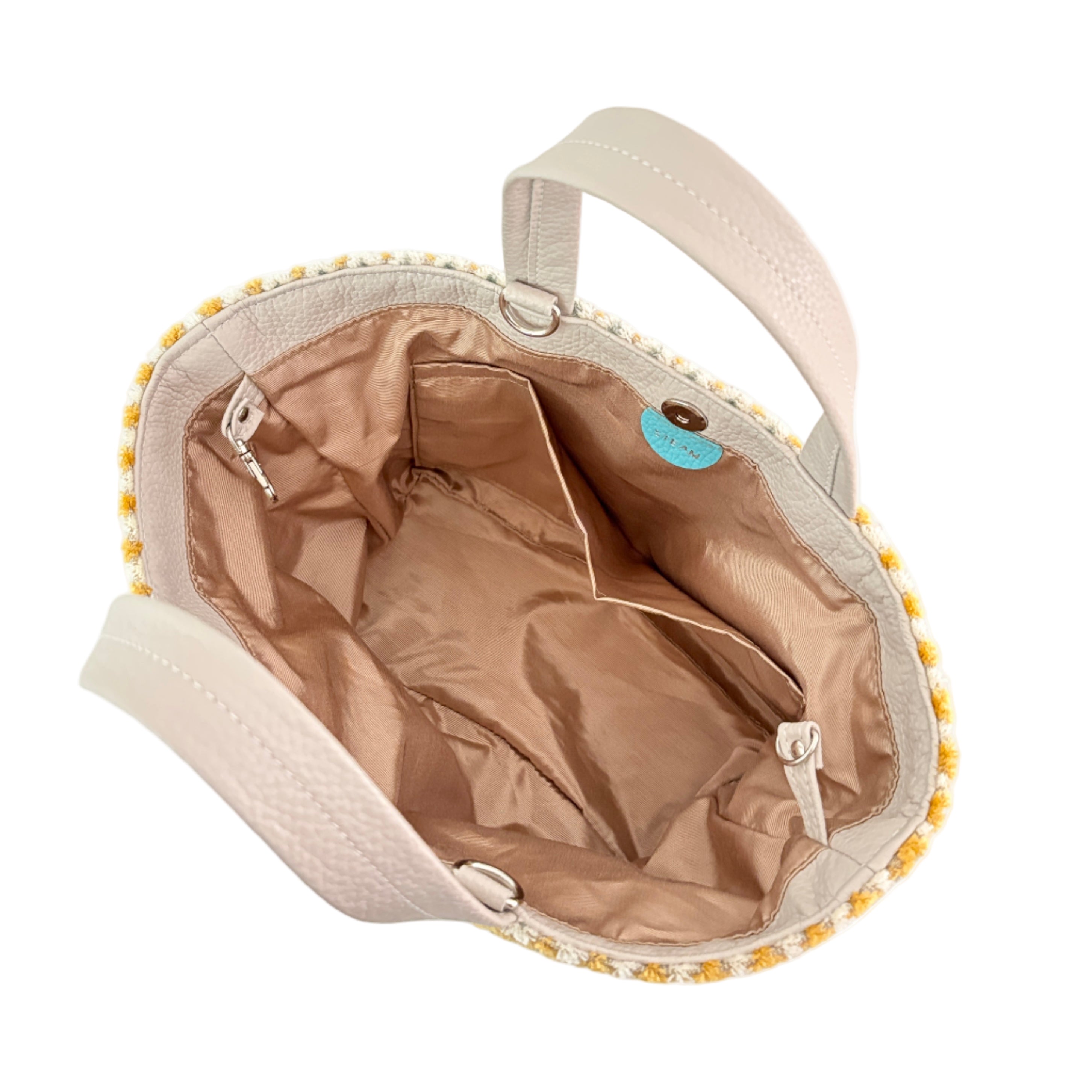 ベロアジグザグホワイト / ボートバッグS