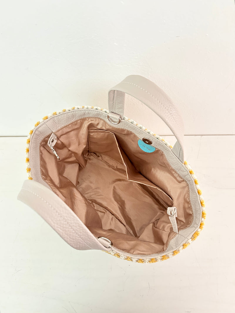 ベロアジグザグホワイト / ボートバッグS