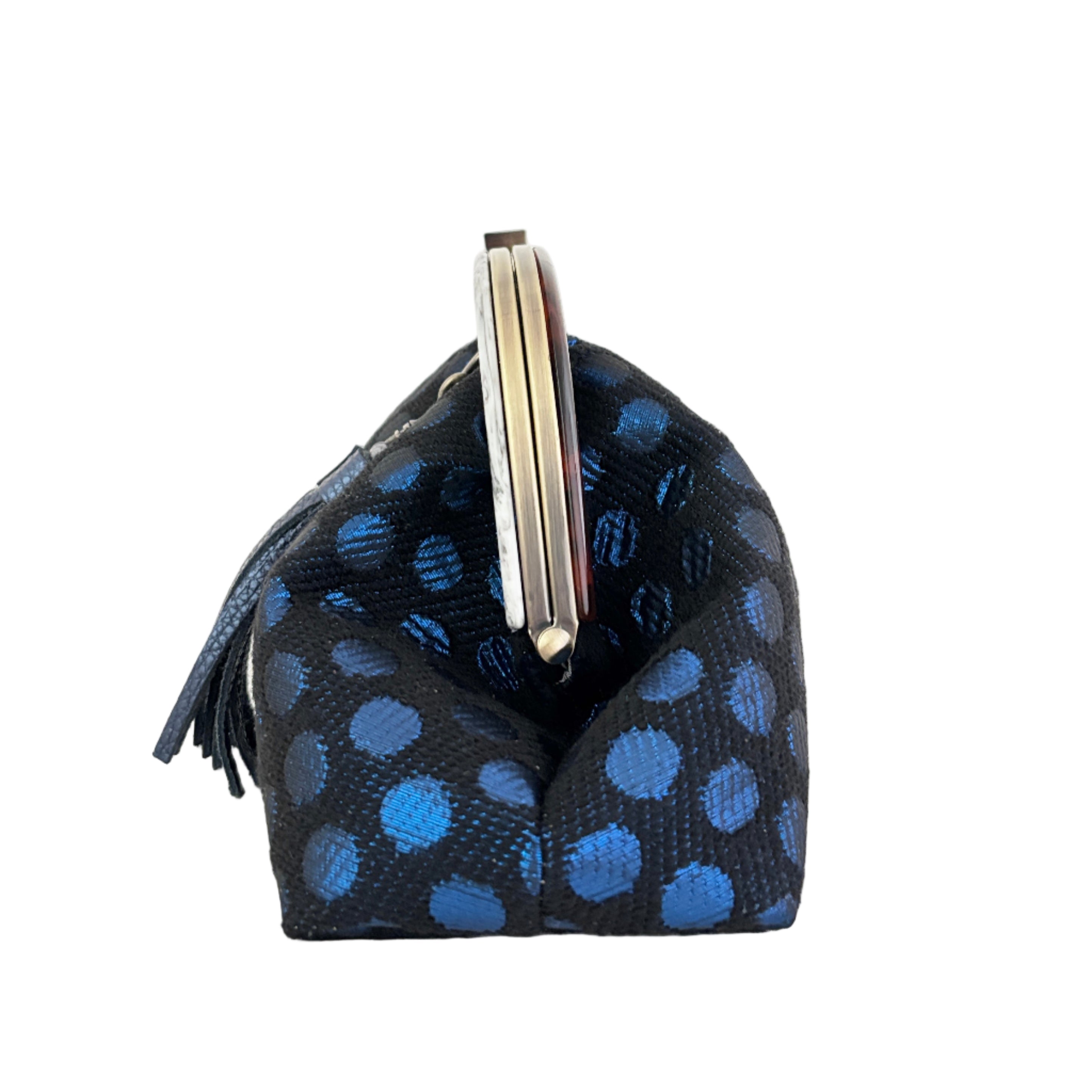 ネイビーラメドット / バイカラーがま口ポシェット