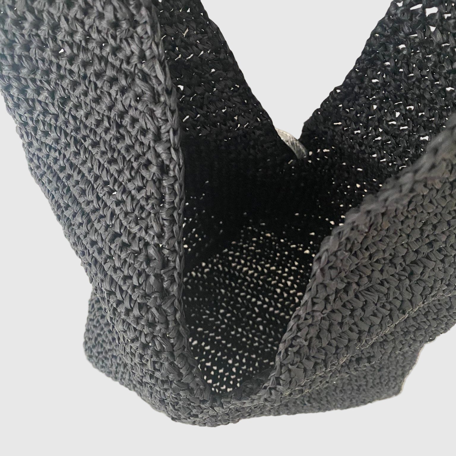 ブラック×シルバーシマ― / ヘンプワンハンドルバッグ