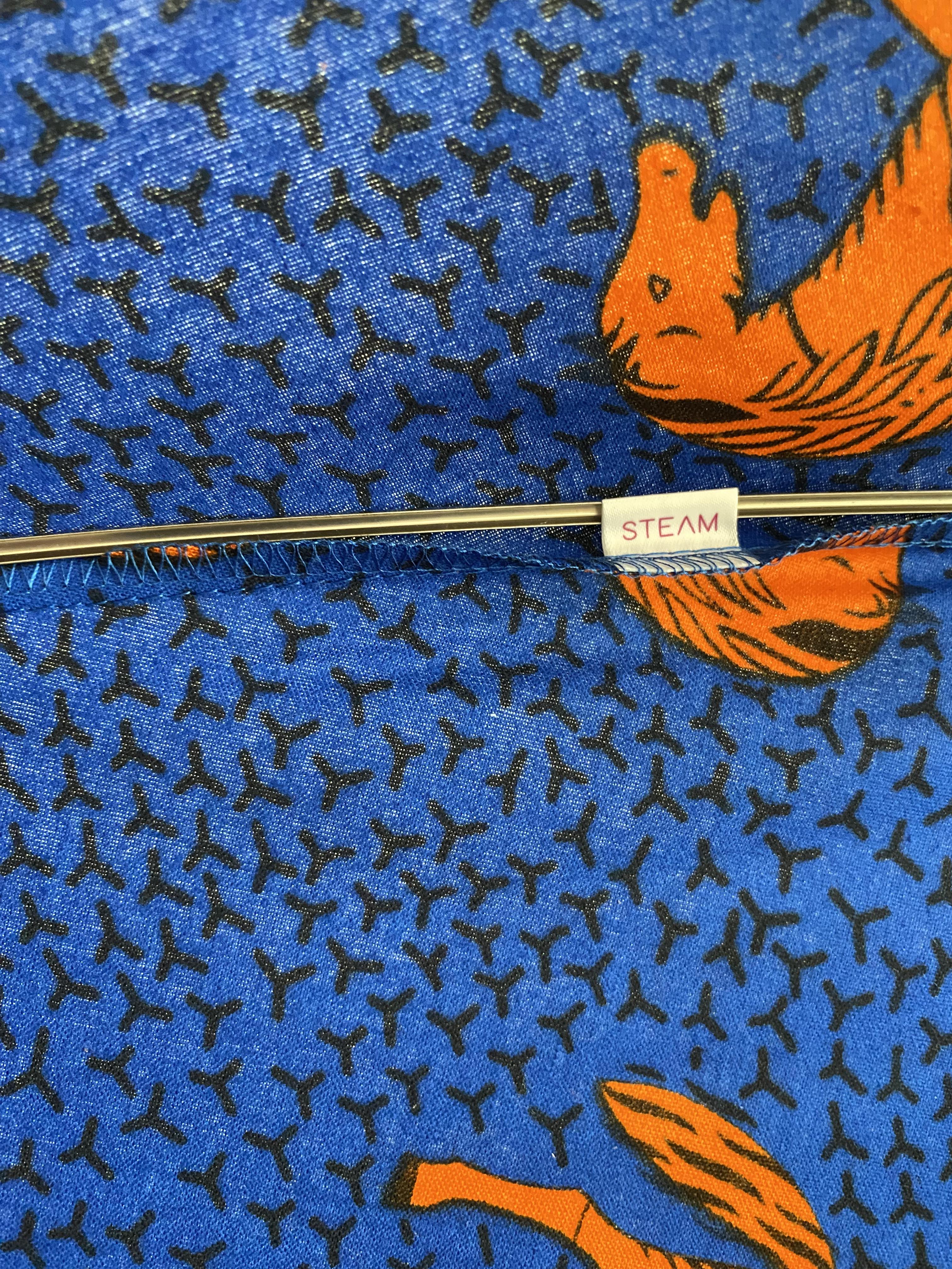 アフリカンプリント 馬柄ブルー/ 日傘