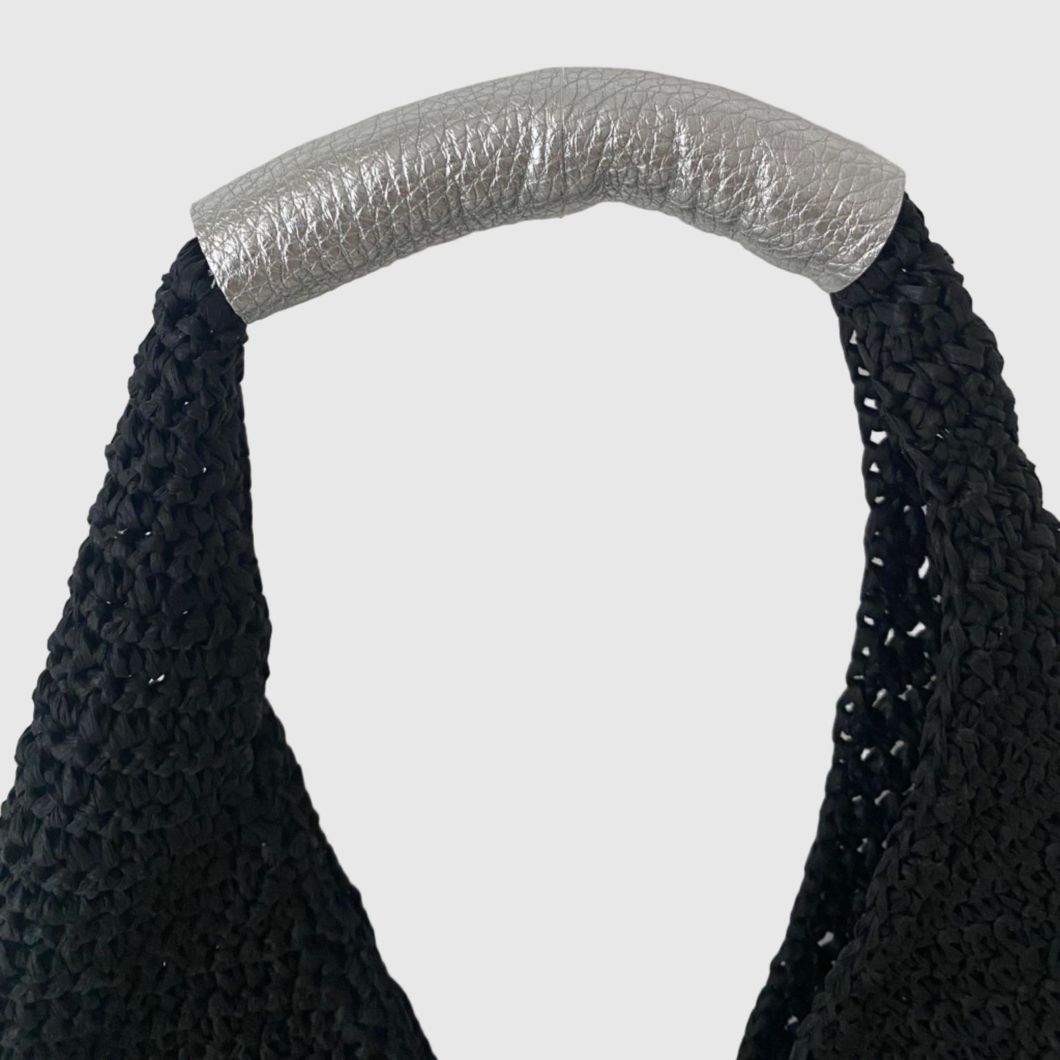 ブラック×シルバーシマ― / ヘンプワンハンドルバッグ