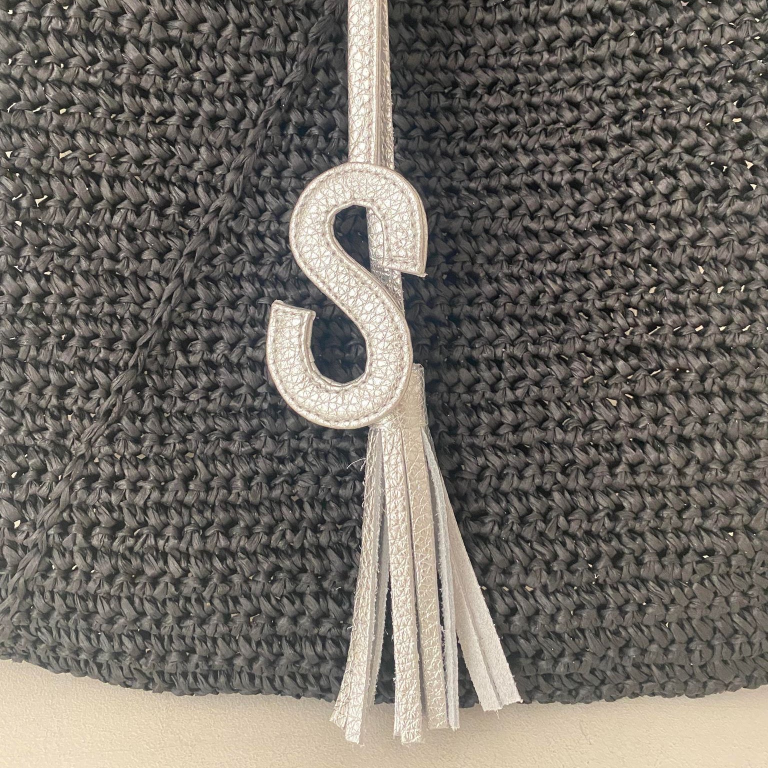 ブラック×シルバーシマ― / ヘンプワンハンドルバッグ