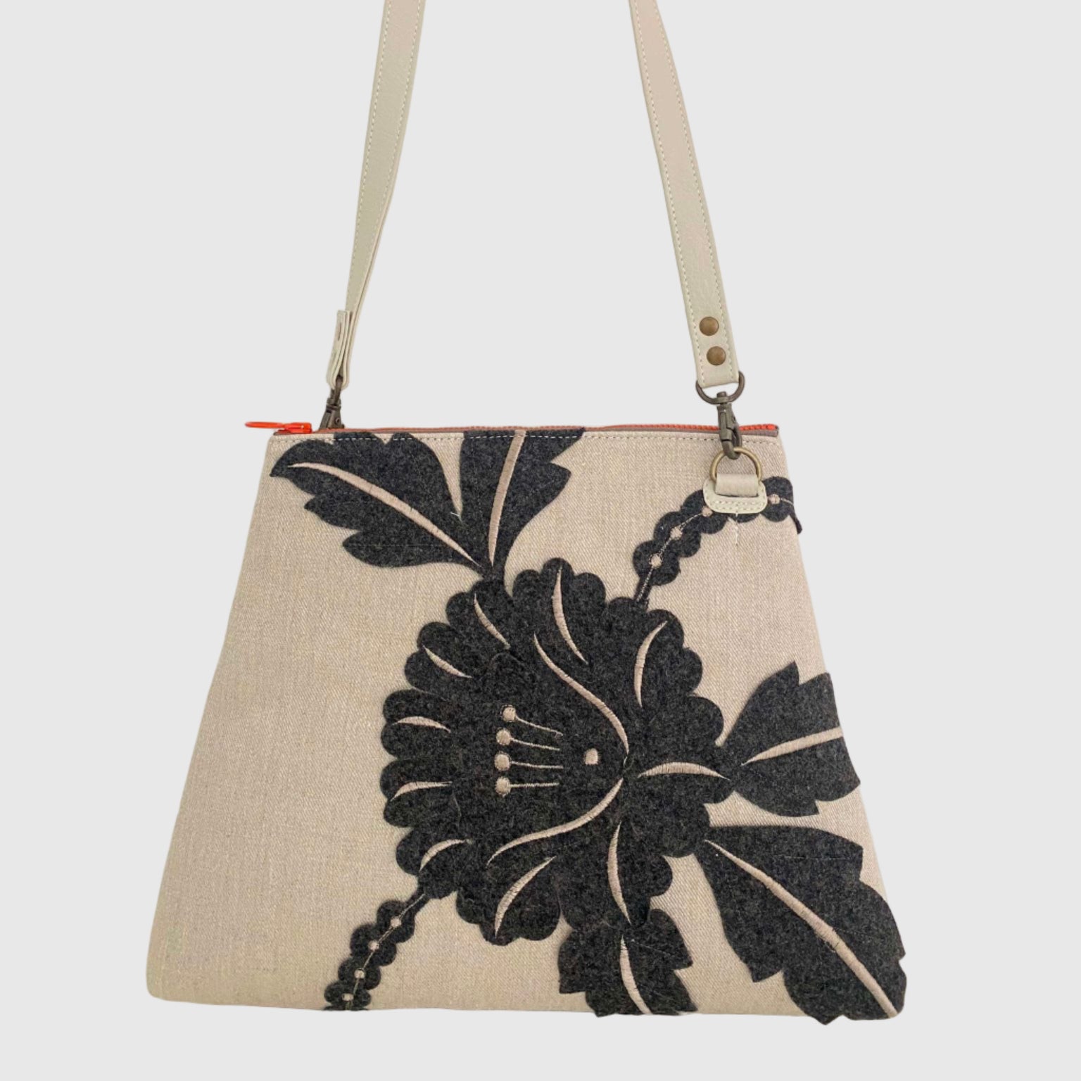 ビッグフラワーウールグレー XL / フラットポシェットM