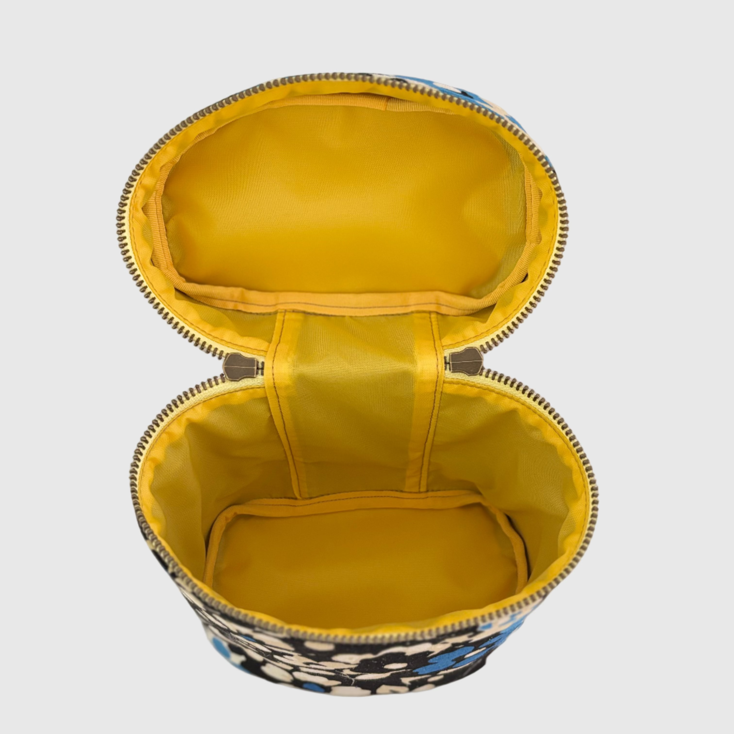 リネンブルーフラワー/ バニティポーチ トール