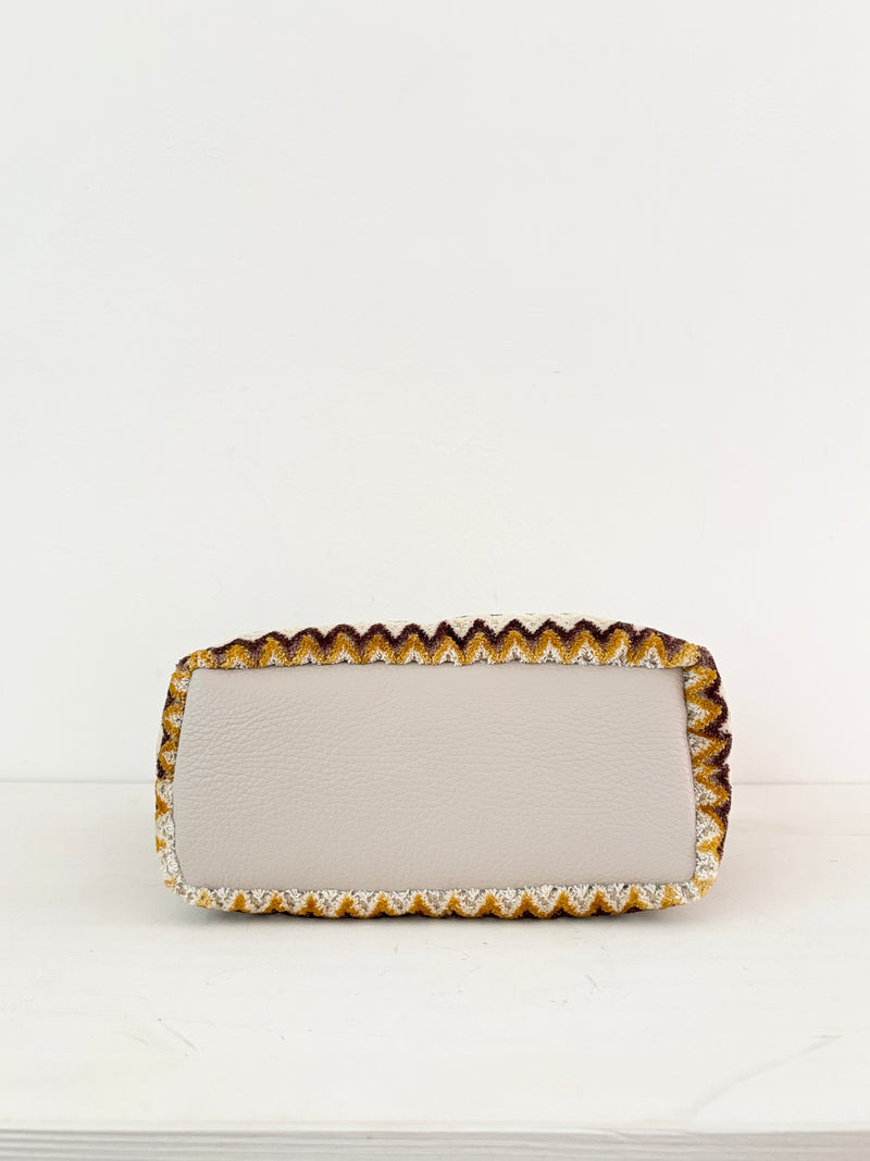 ベロアジグザグホワイト / ボートバッグS