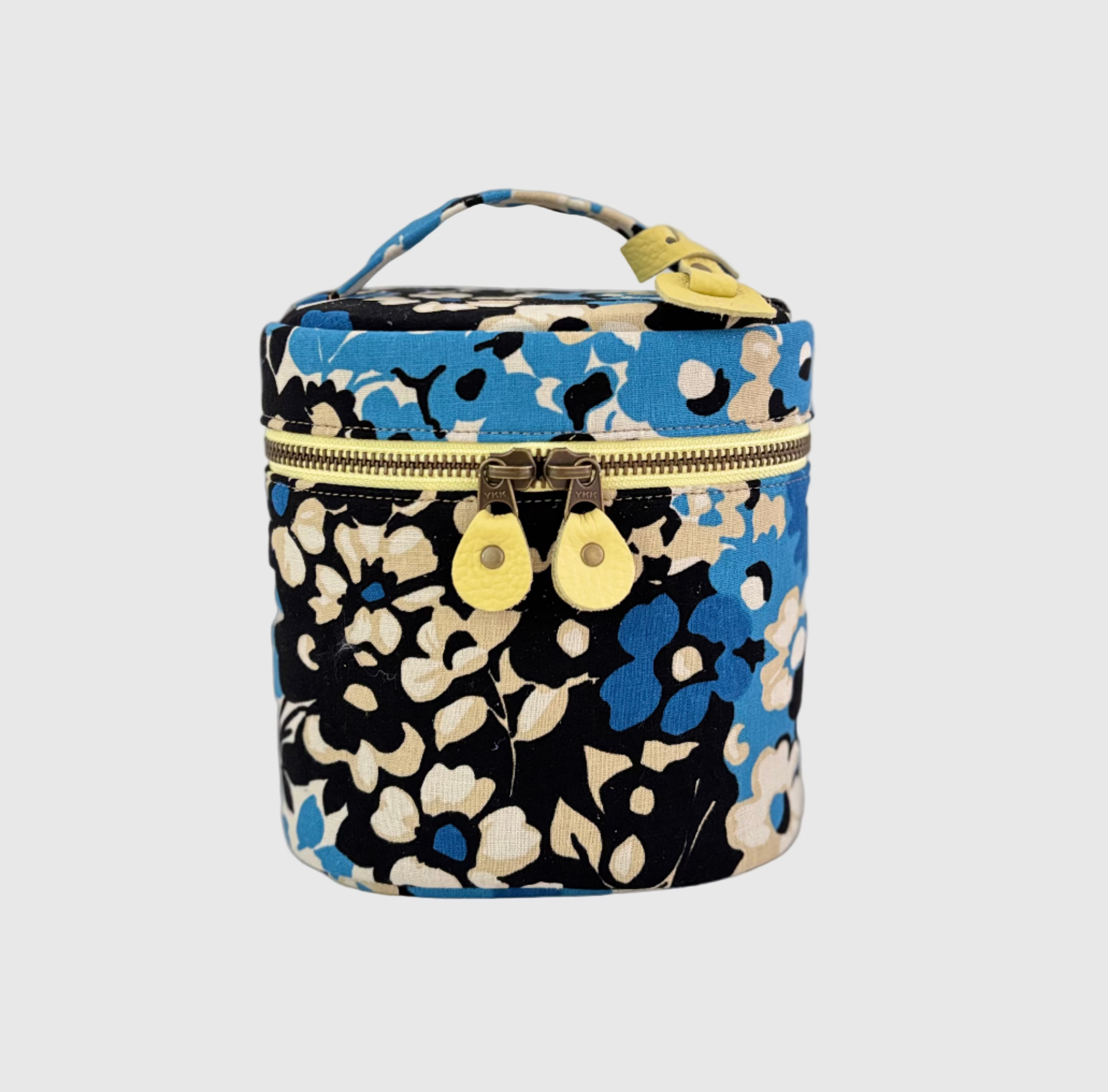 リネンブルーフラワー/ バニティポーチ トール