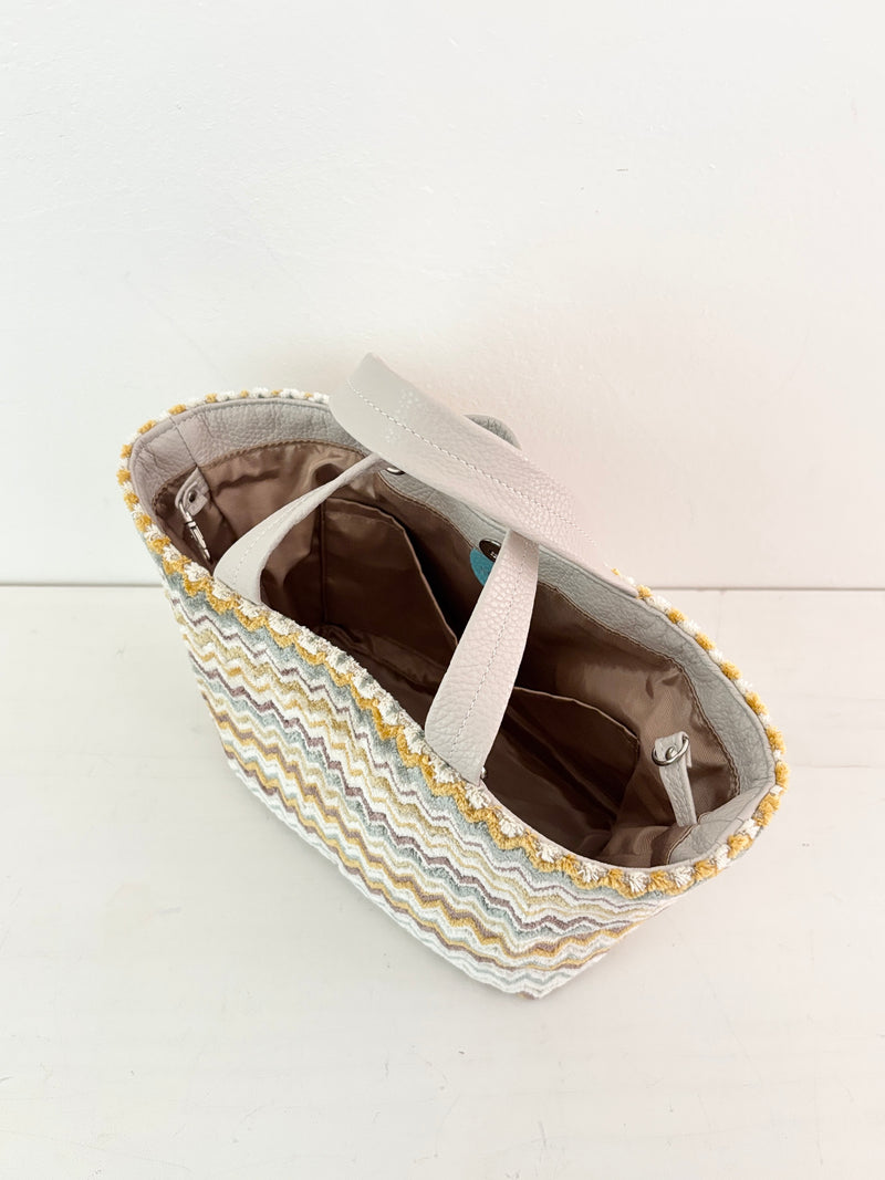 ベロアジグザグホワイト / ボートバッグS