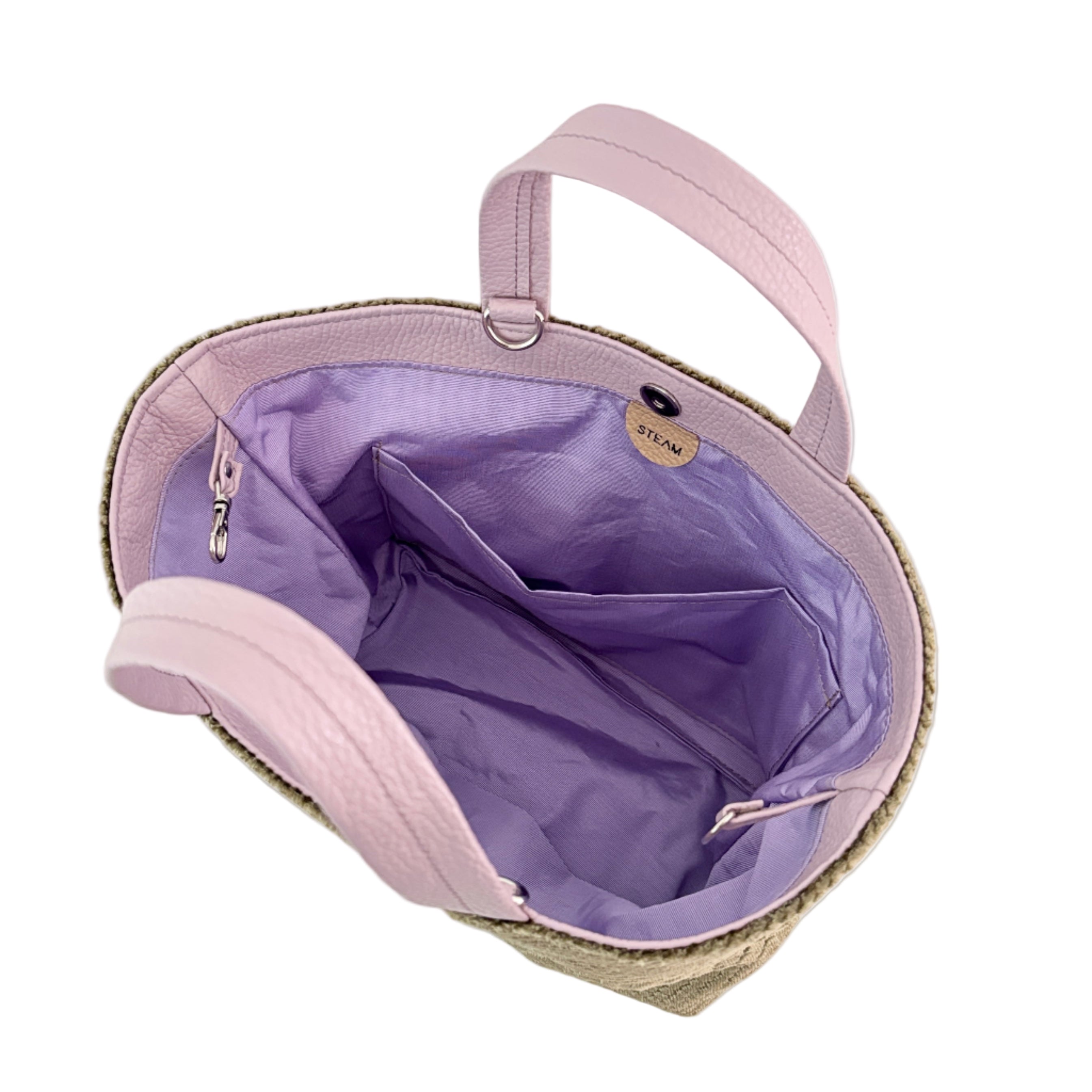 ベロア型押しベージュ / ボートバッグS