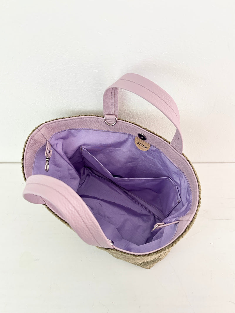 ベロア型押しベージュ / ボートバッグS