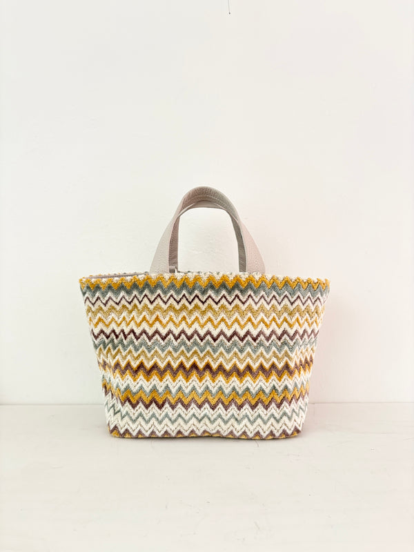 ベロアジグザグホワイト / ボートバッグS