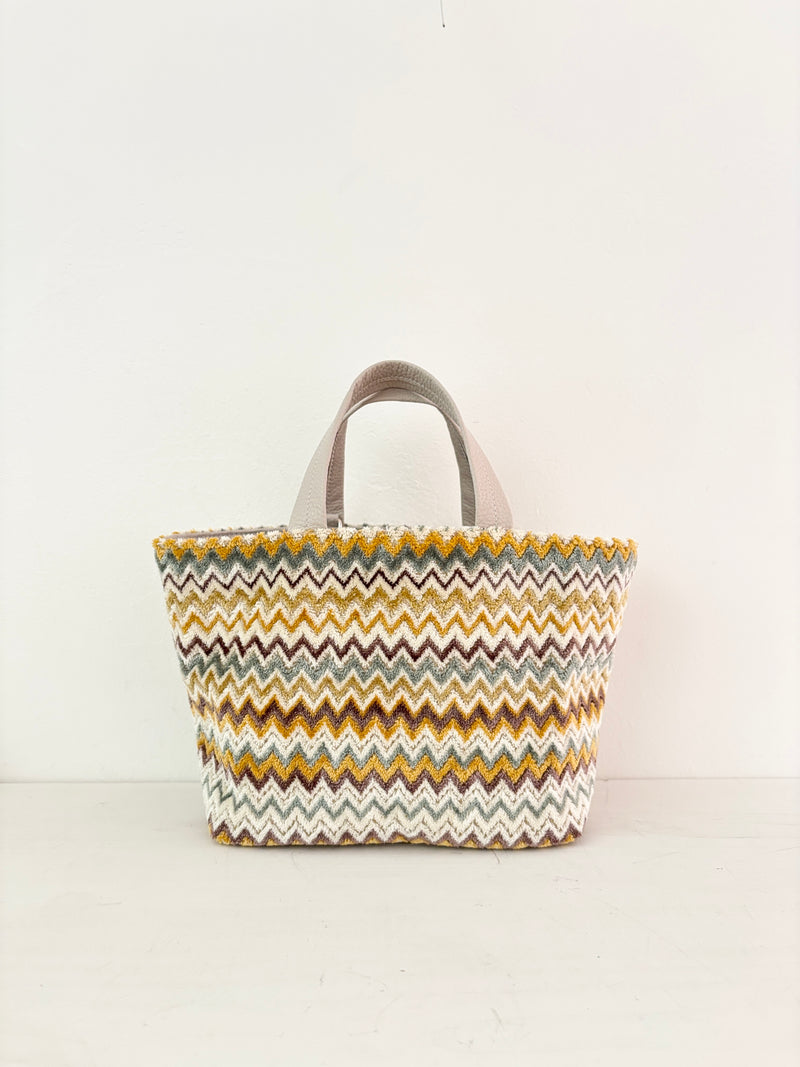 ベロアジグザグホワイト / ボートバッグS