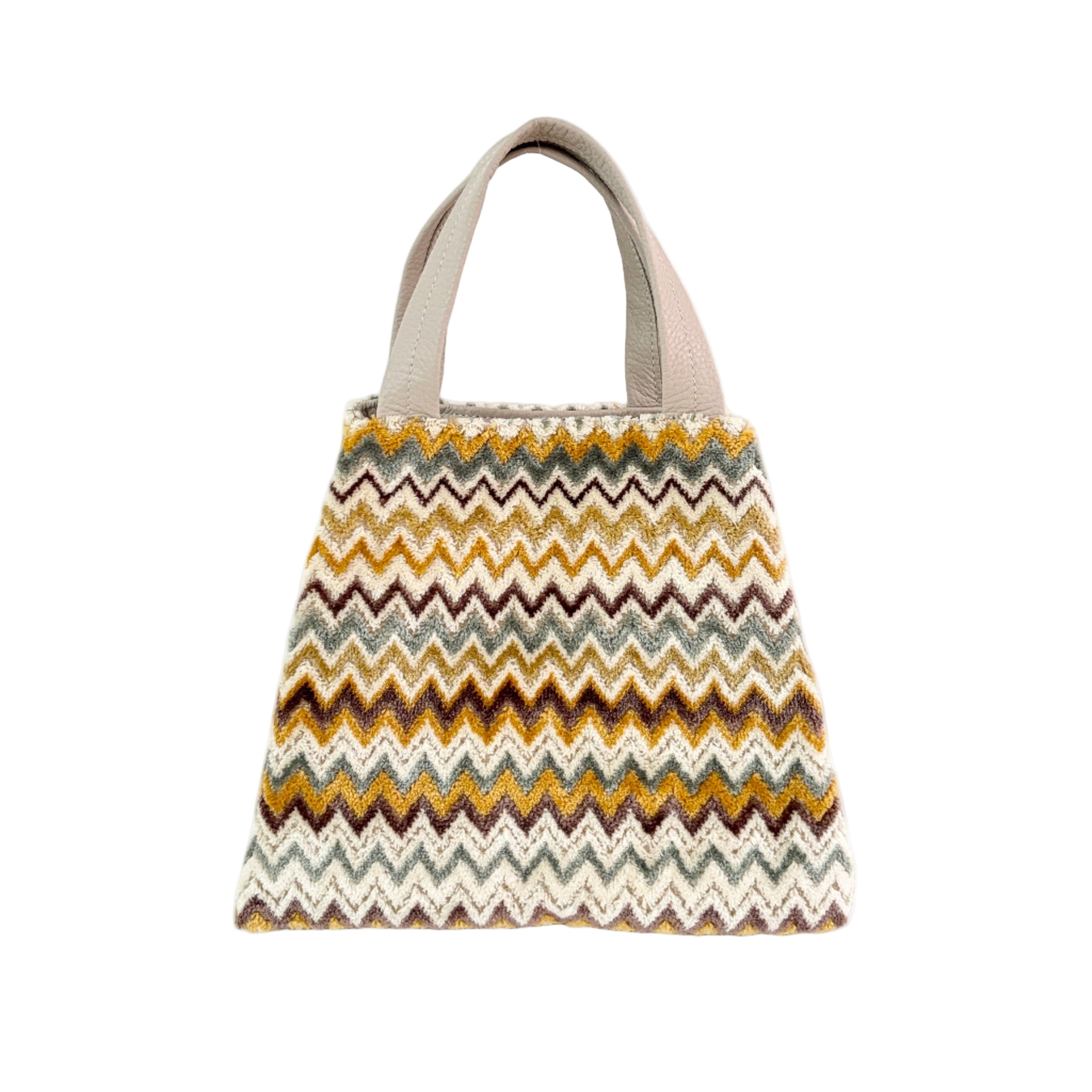 ベロアジグザグホワイト / ボートバッグS