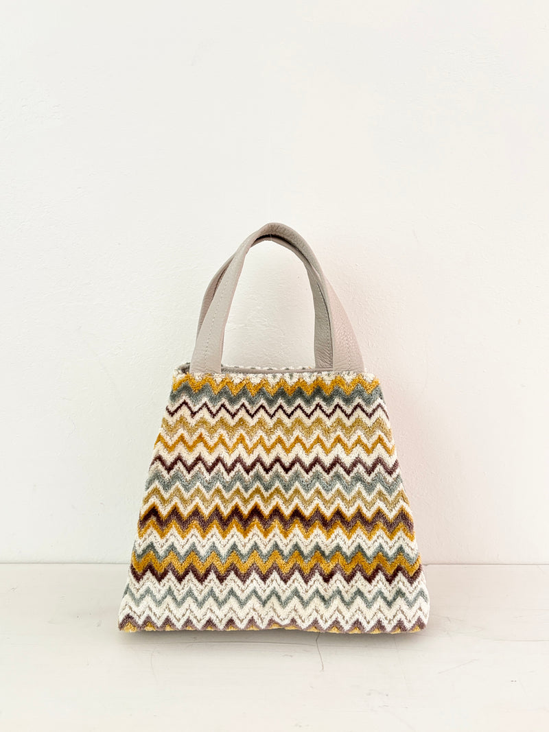 ベロアジグザグホワイト / ボートバッグS