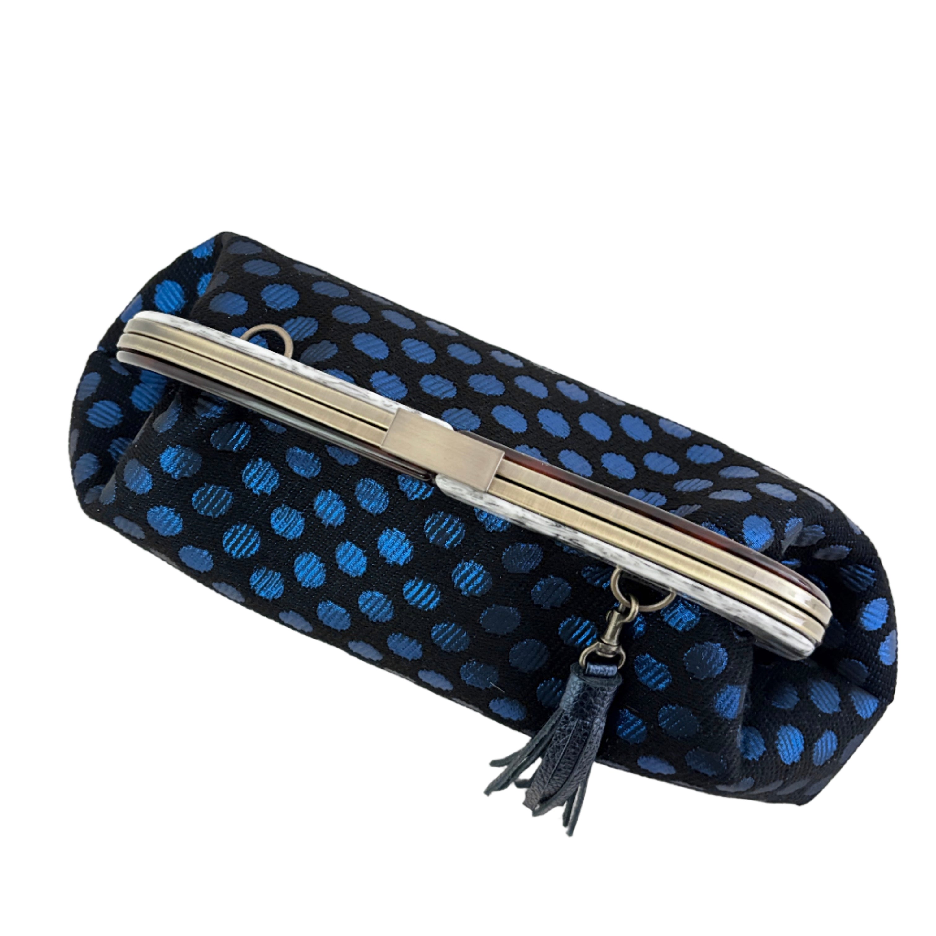 ネイビーラメドット / バイカラーがま口ポシェット