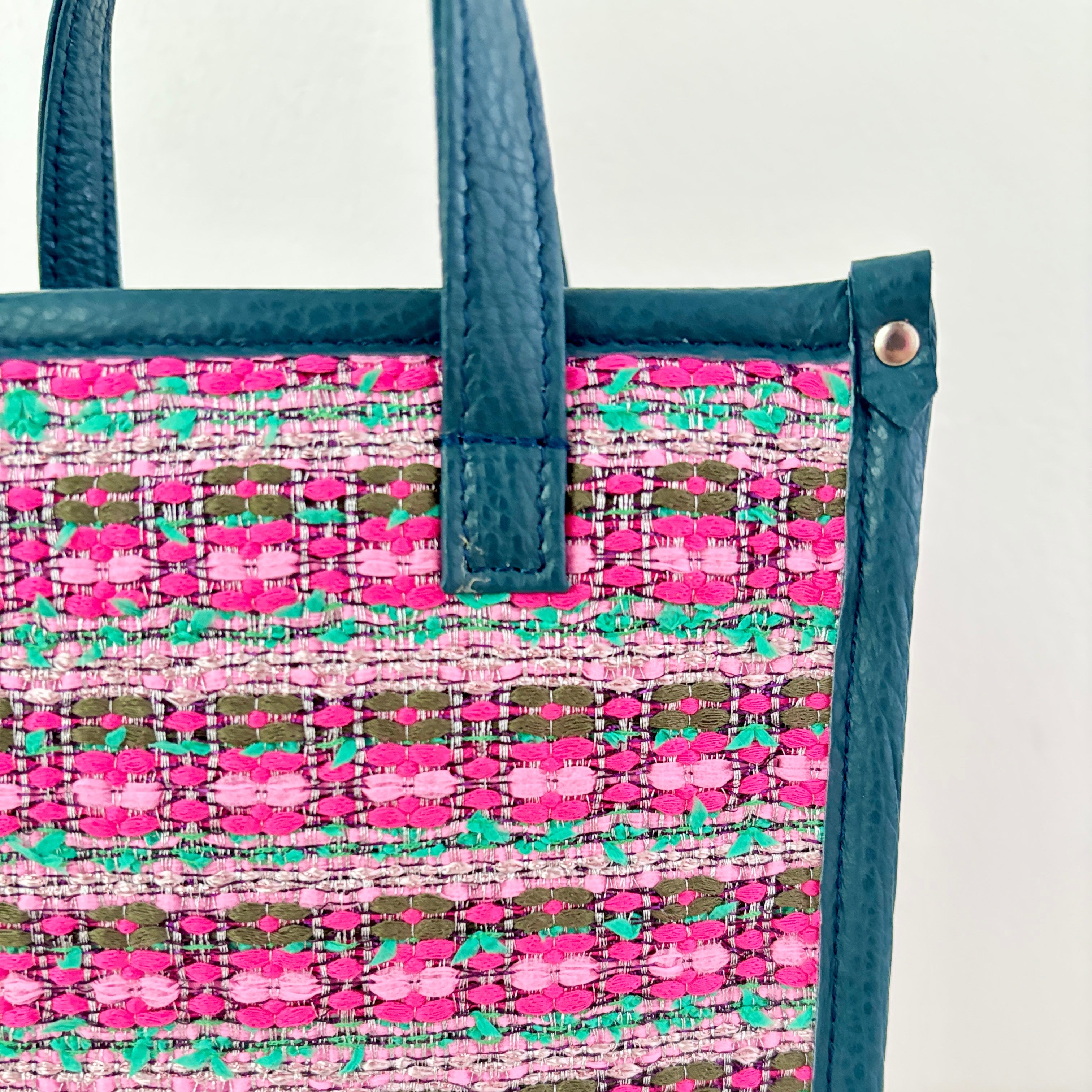 ピンクマークボーダーS×ディープオーシャン / バーティカルトート トールS