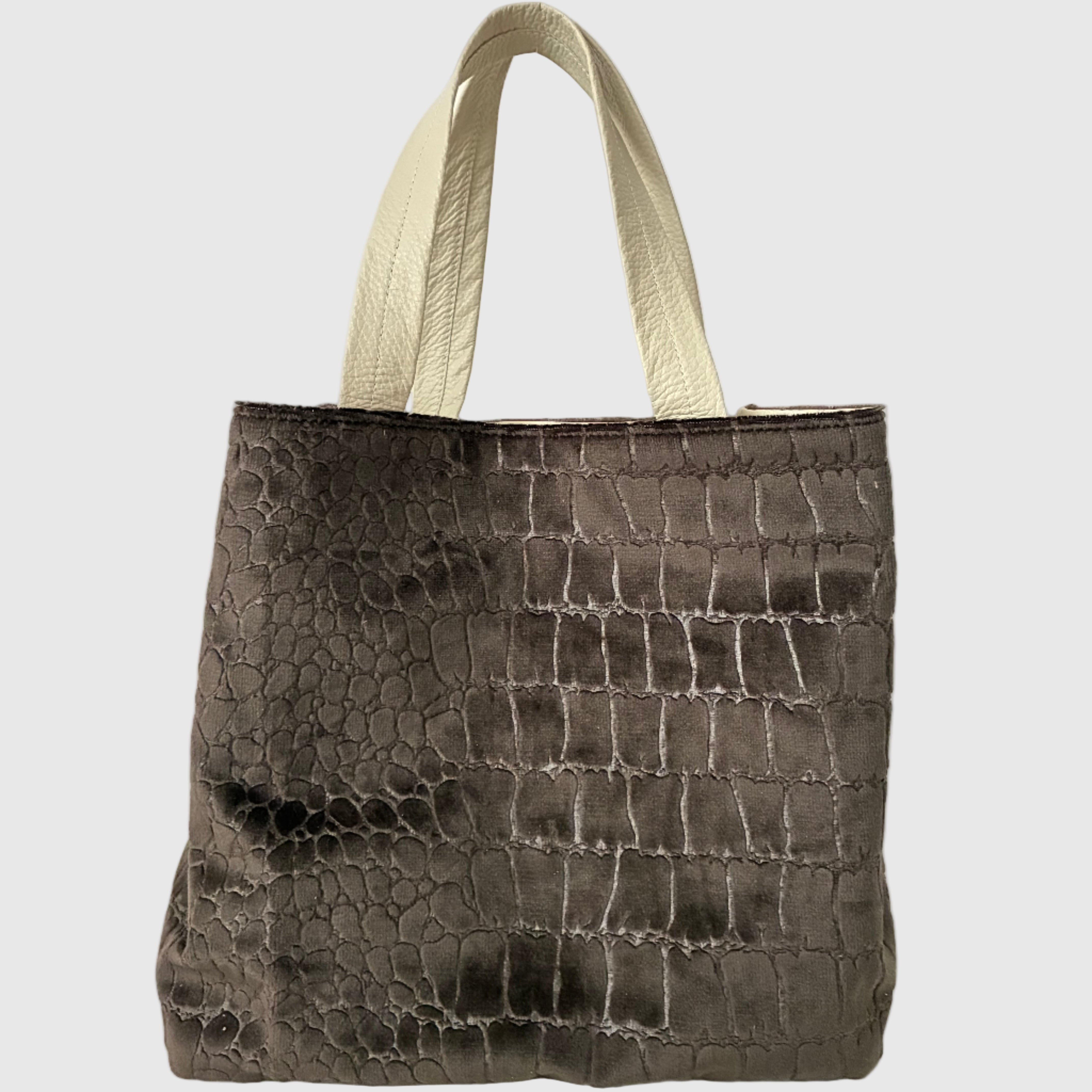 ベロア型押しダークブラウン / ボートバッグM