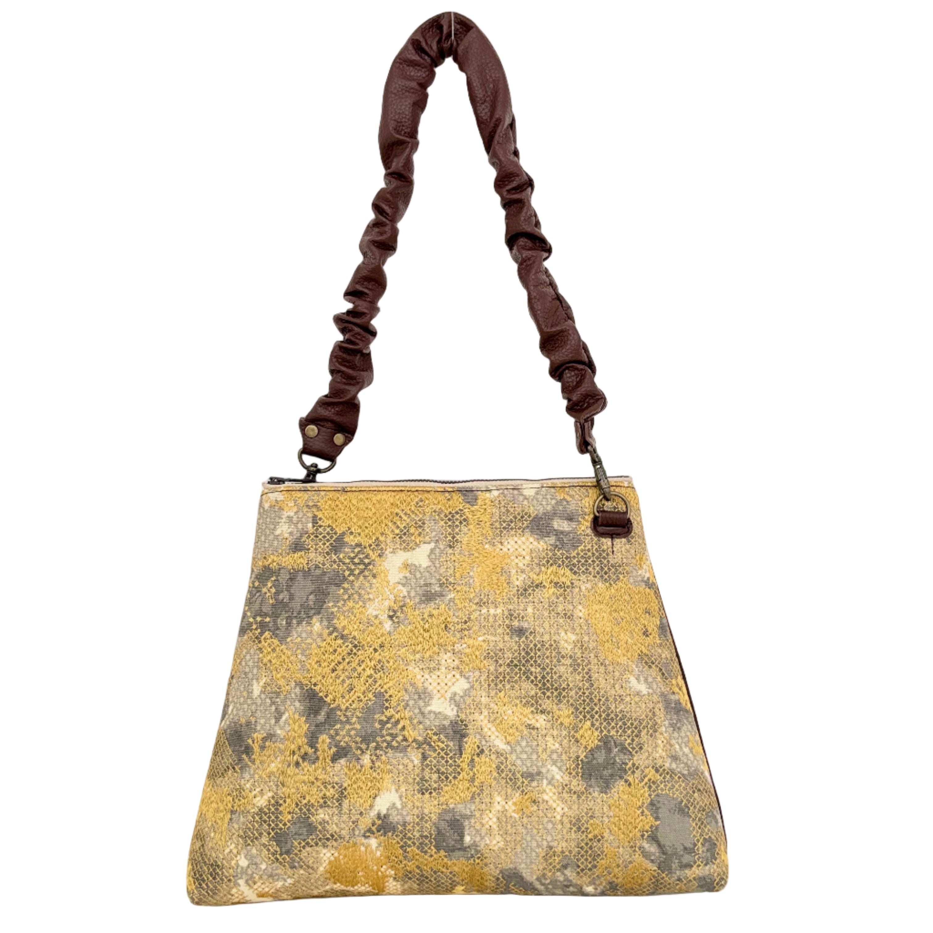 マーブルクロスステッチゴールド L / フラットポシェットM