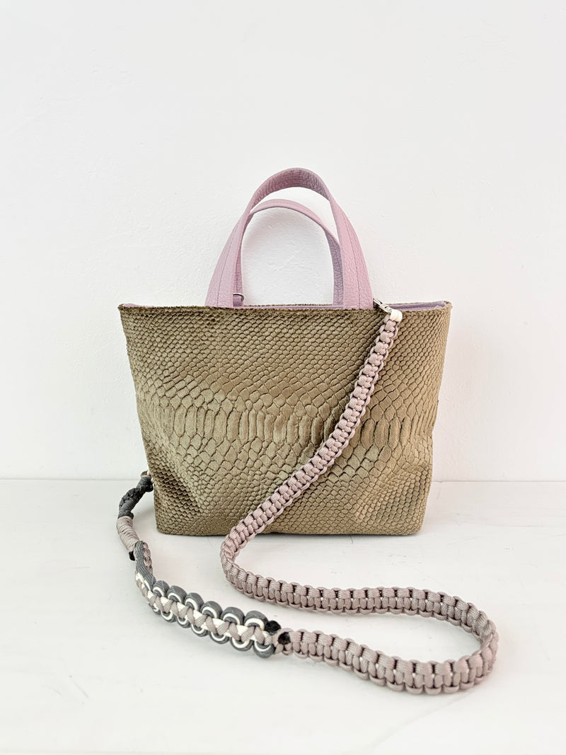 ベロア型押しベージュ / ボートバッグS