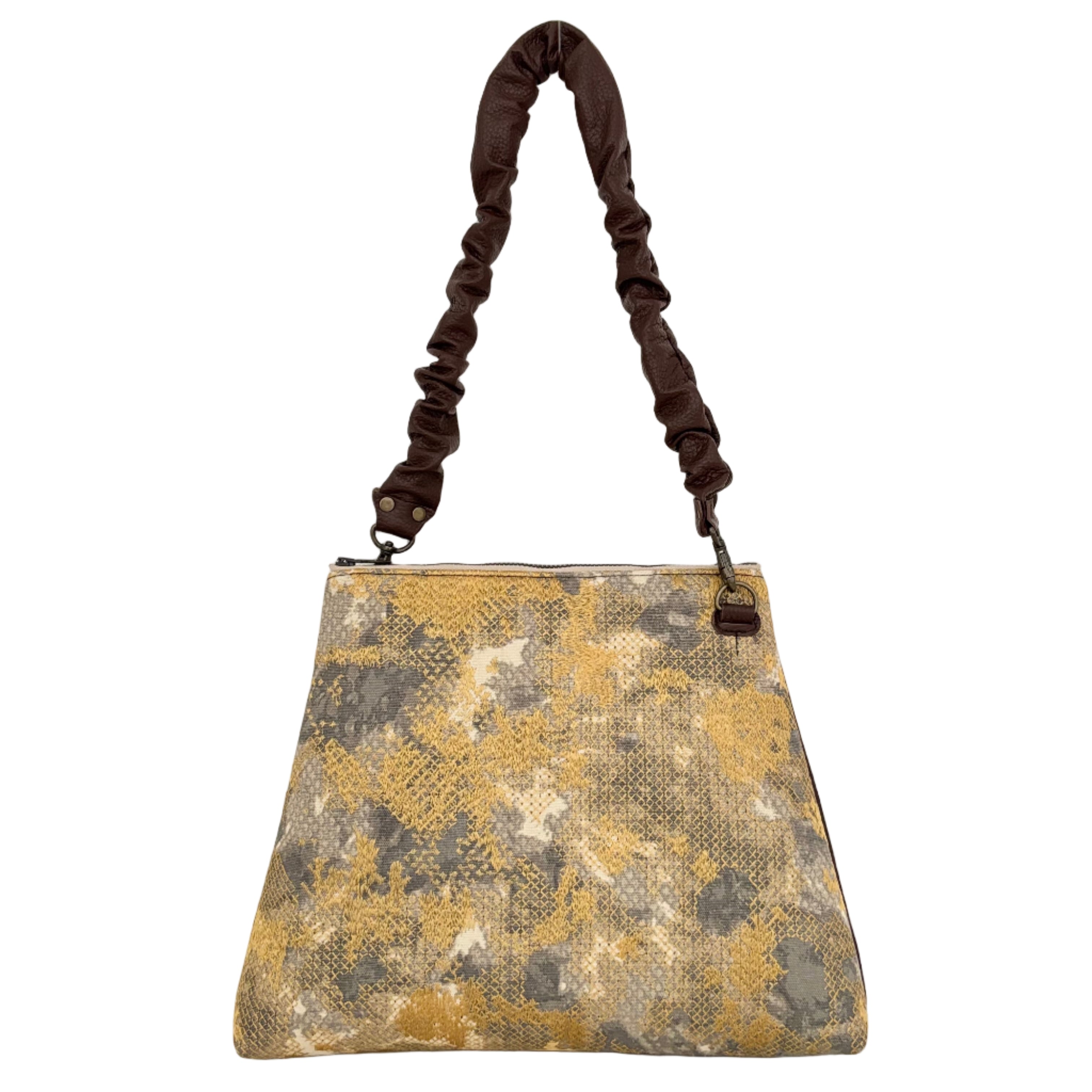 マーブルクロスステッチゴールド L / フラットポシェットM