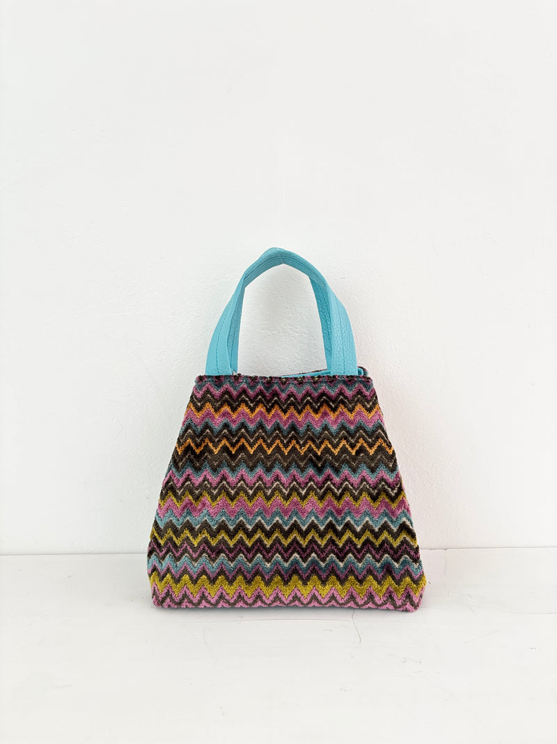 ベロアジグザグブラウン / ボートバッグS