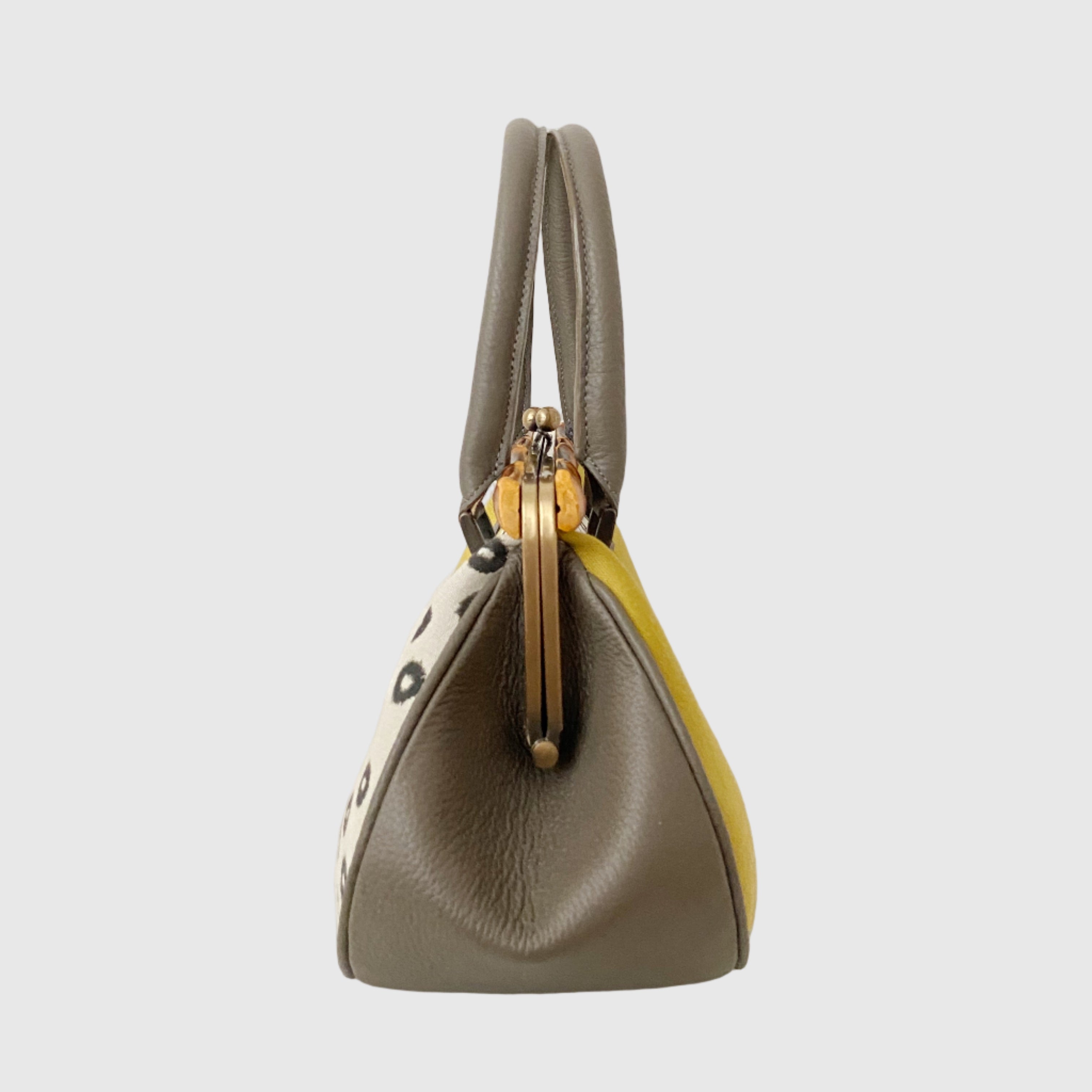 イカットイエロー L / バンブーがま口S