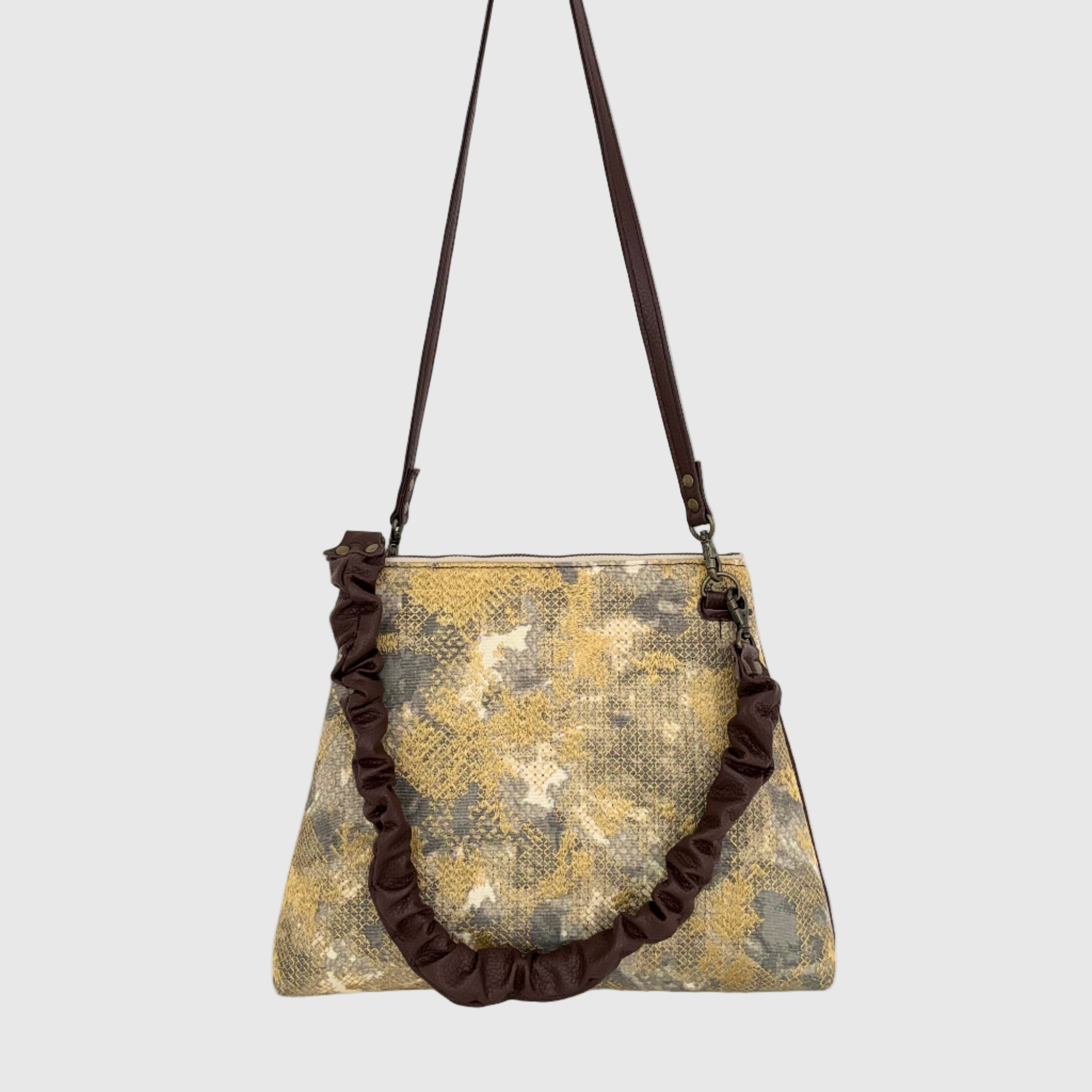 マーブルクロスステッチゴールド L / フラットポシェットM